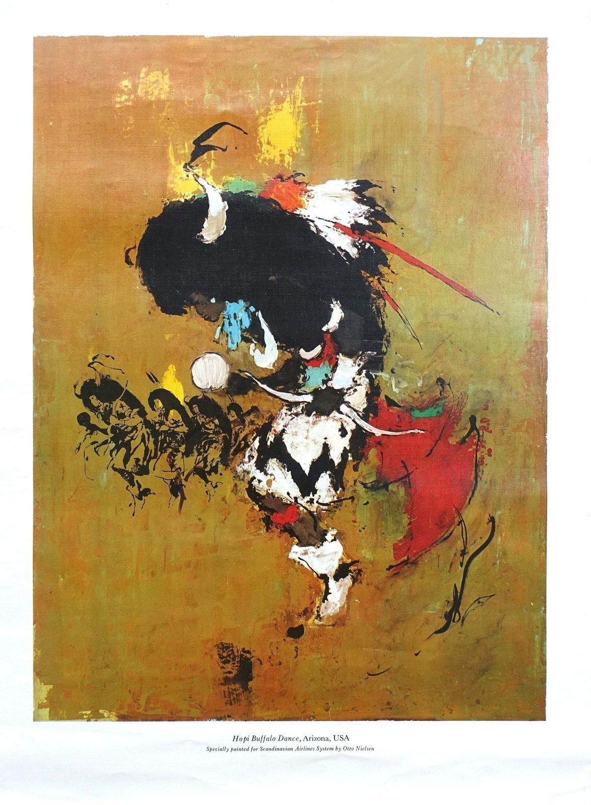 1966 Sas Airlines Poster (Hopi Buffalo Dance)   Original Vintage Poster