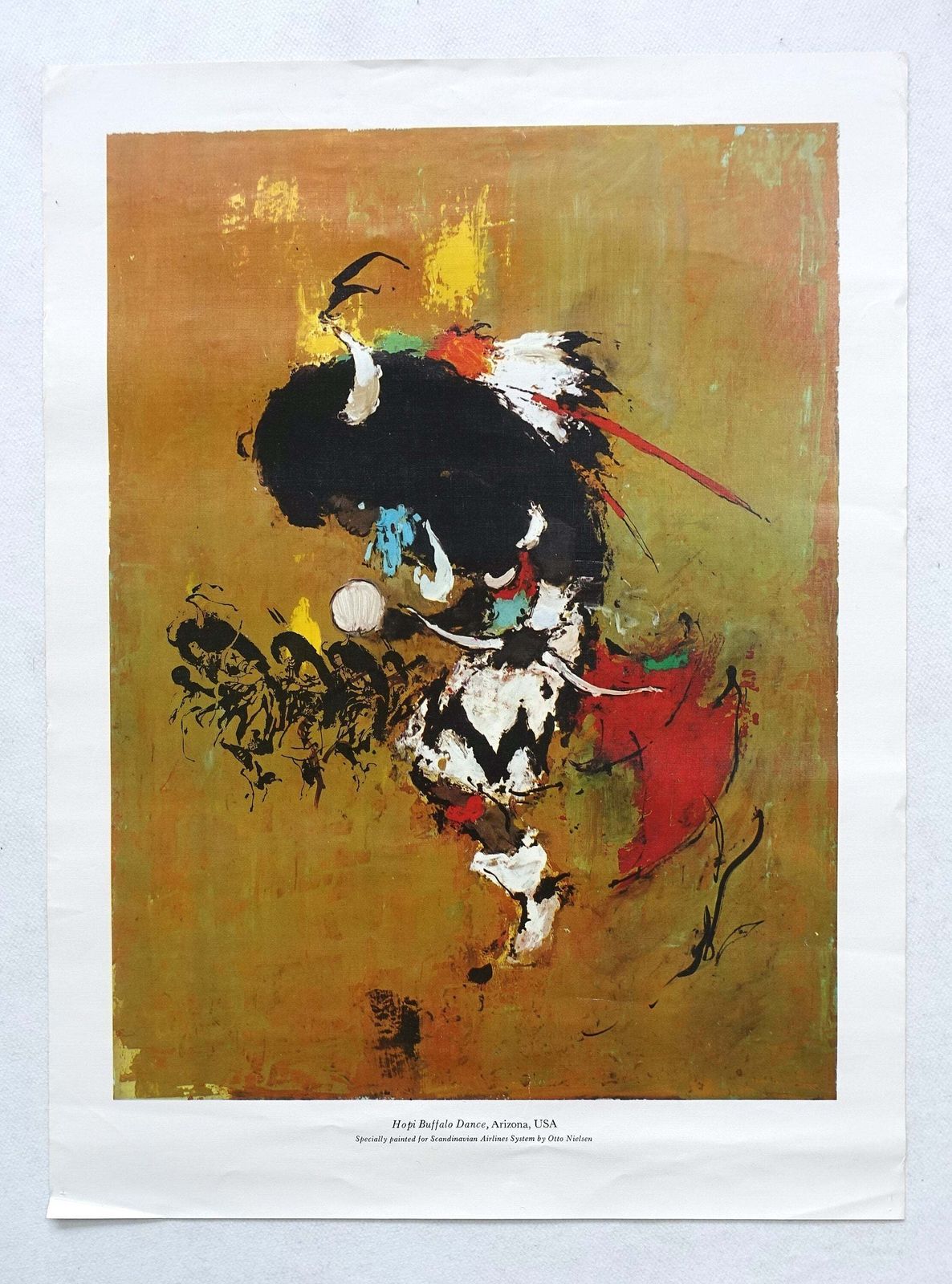 1966 Sas Airlines Poster (Hopi Buffalo Dance)   Original Vintage Poster photo furniture