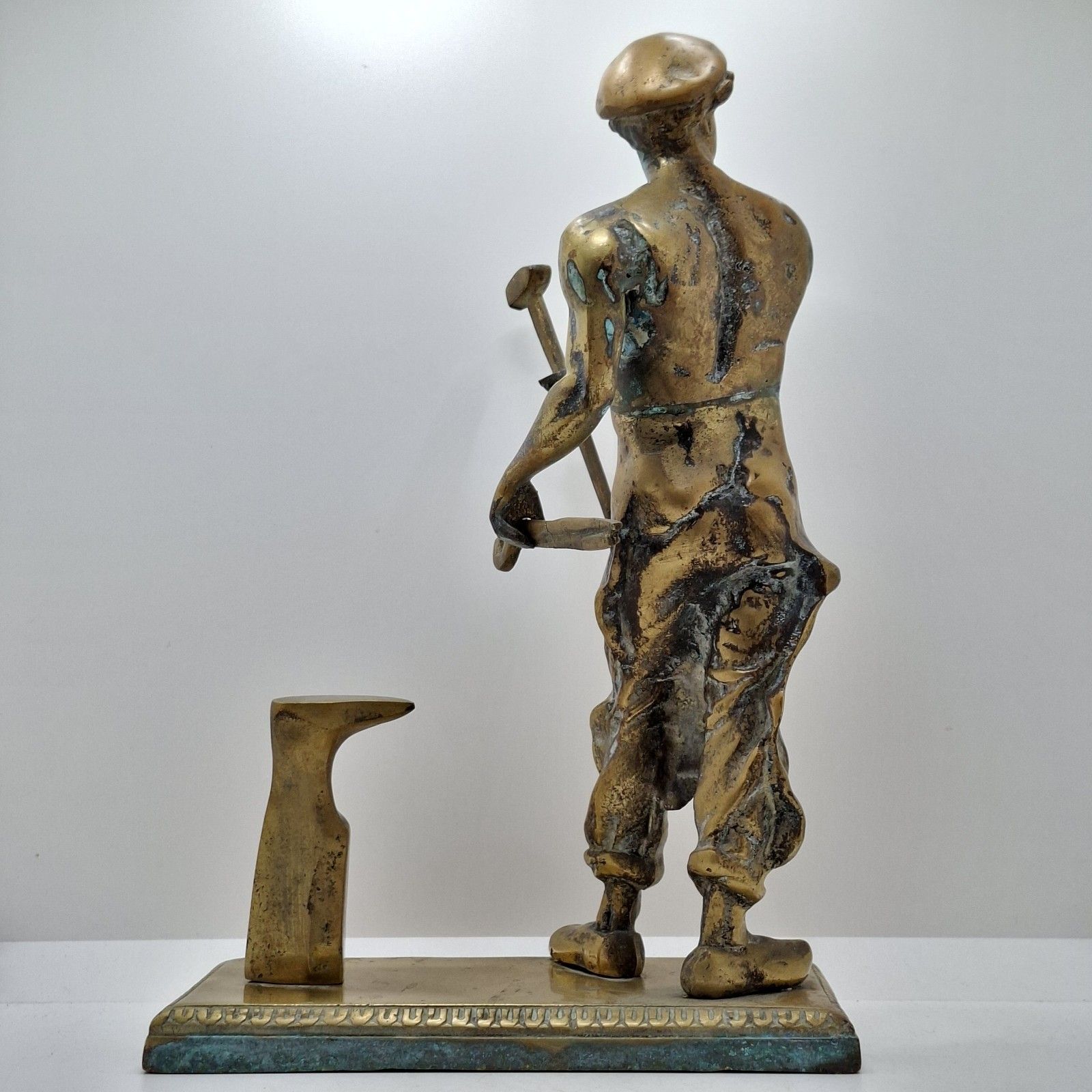 Large Brass Blacksmith Figure Statue Vintage Decorative Ornament photo furniture