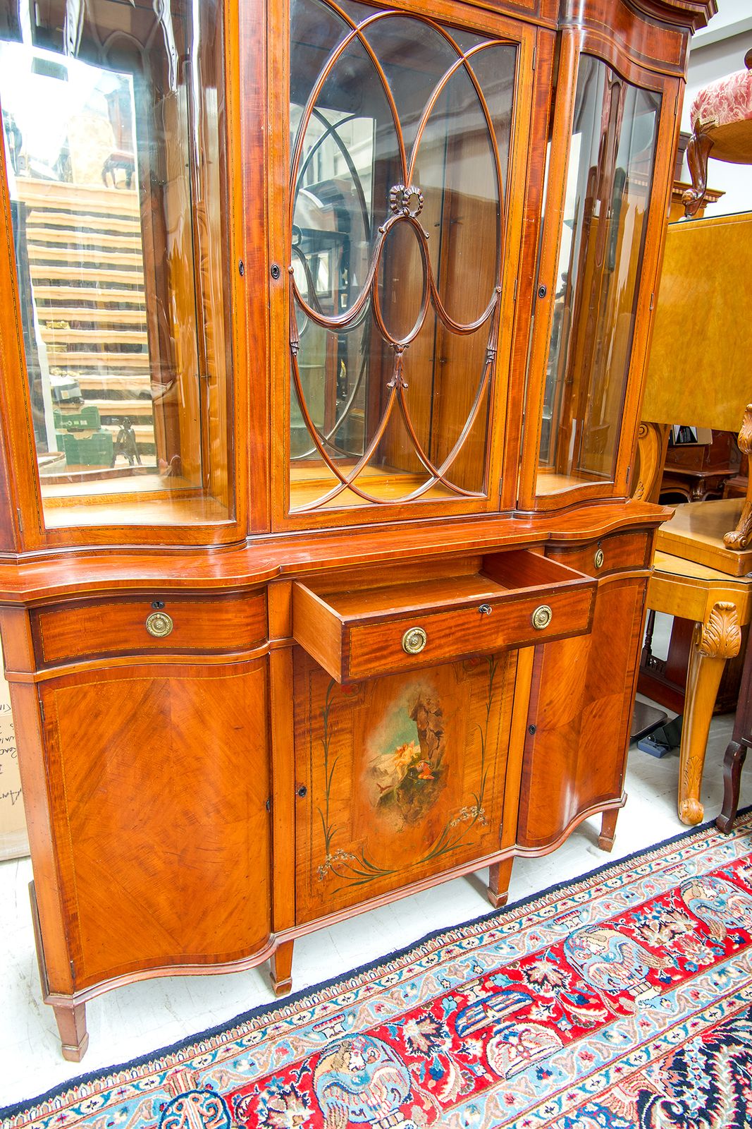Antique Satinwood Painted Serpentine Cabinet photo furniture