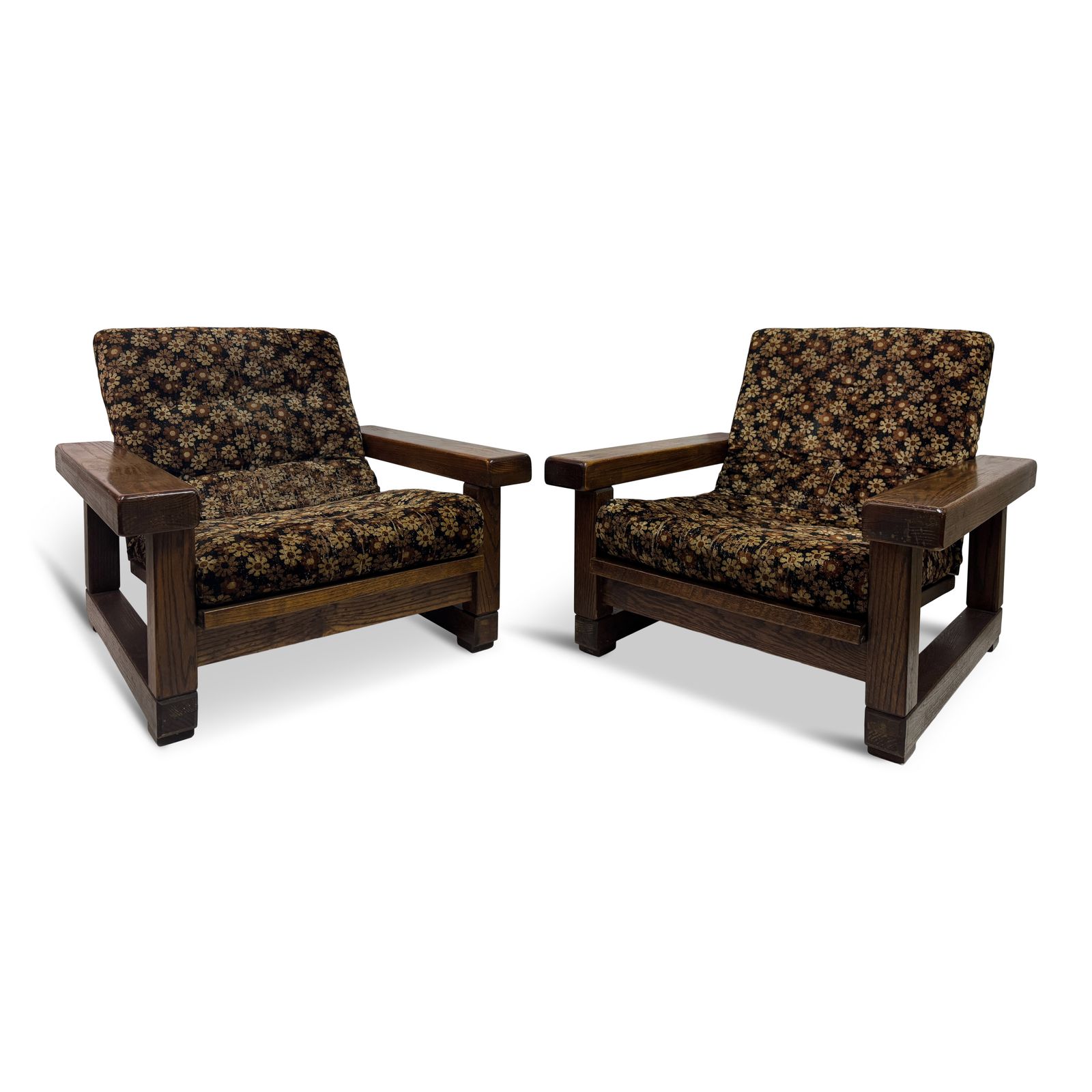 Pair Of 1960s Belgian Armchairs With Slatted Back