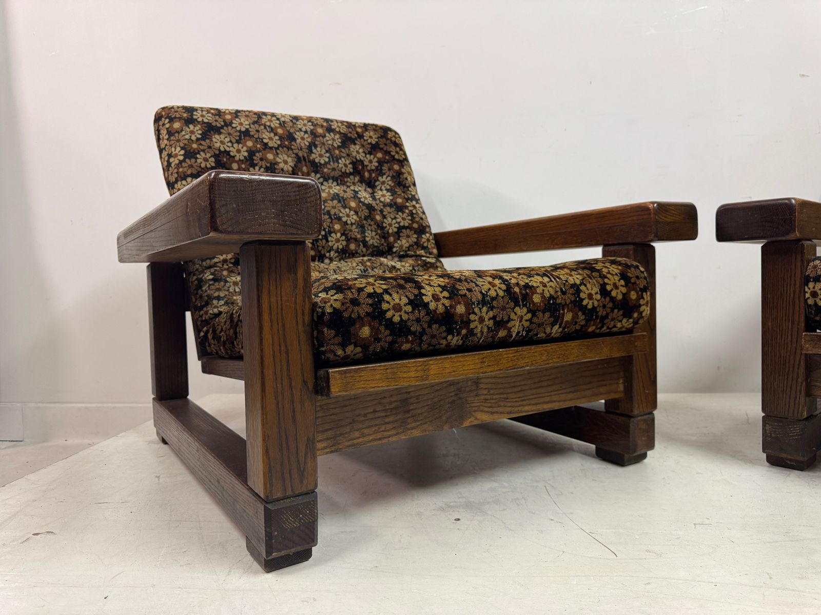 photo vinterior Pair Of 1960s Belgian Armchairs With Slatted Back