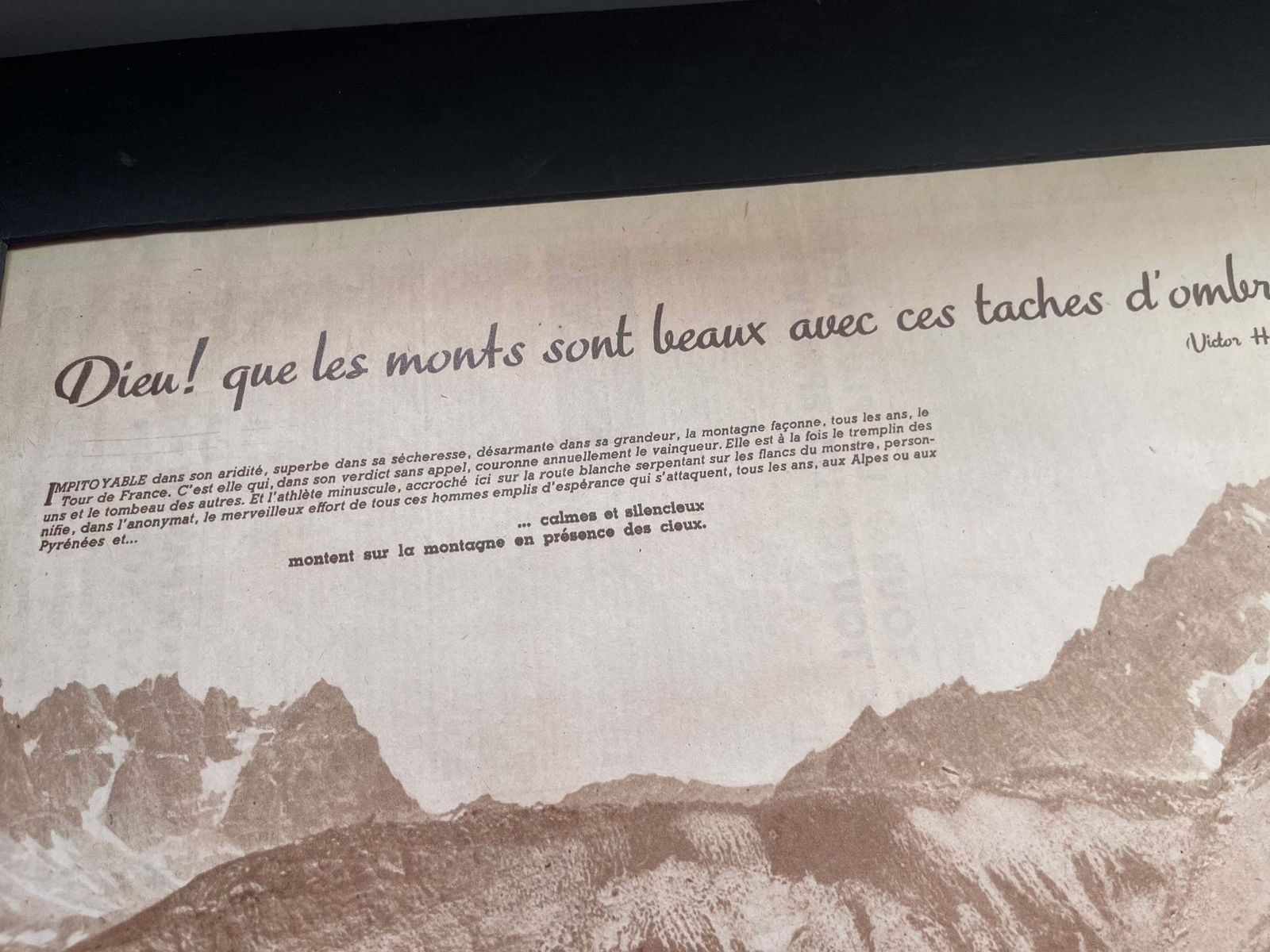 Tour De France Vintage Print Pyrenees / Alps 1950s photo for sale