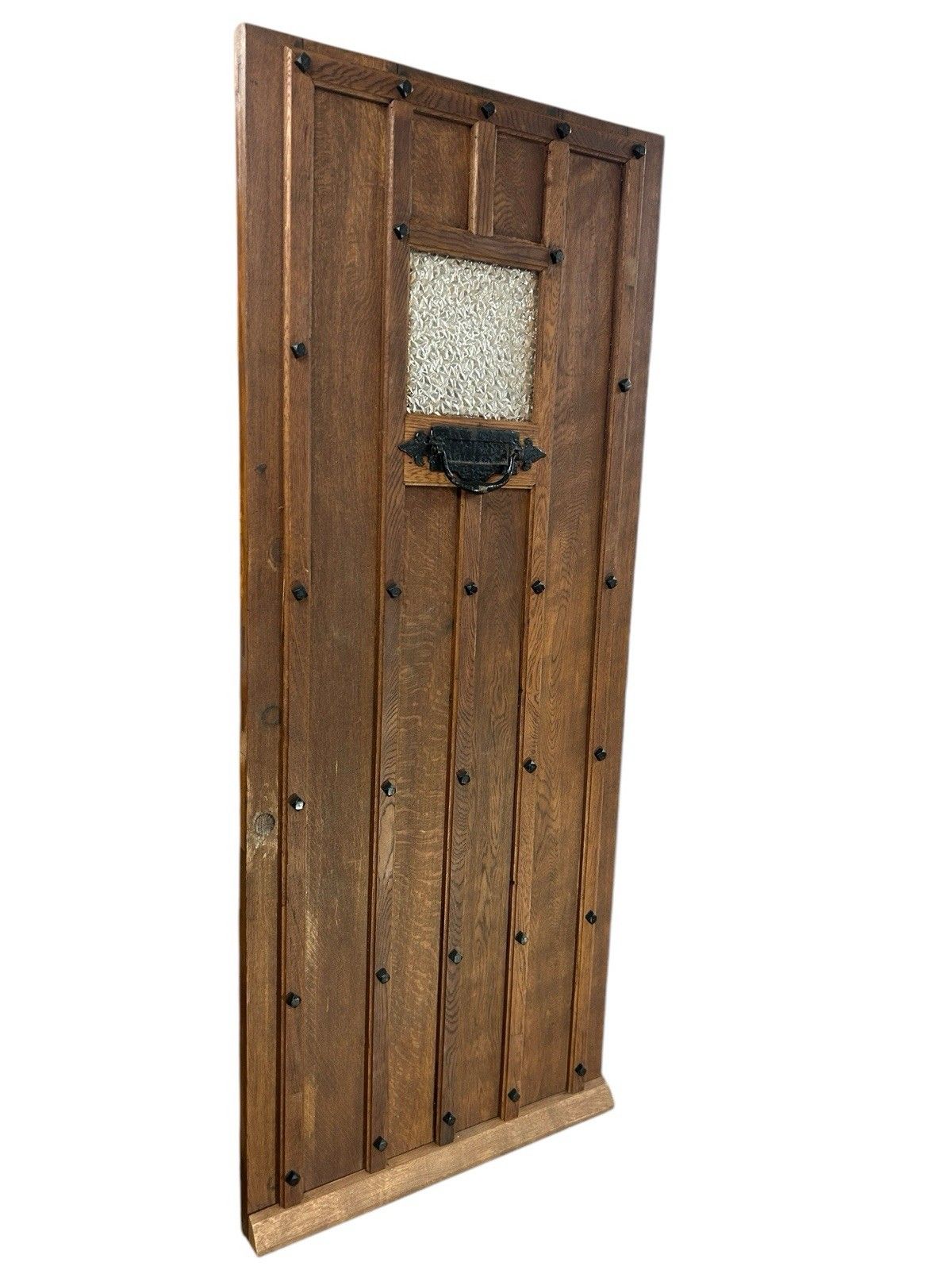 Antique Solid Oak Front Door Old Period Reclaimed Glazed Refurb Cast Iron Glass photo for sale