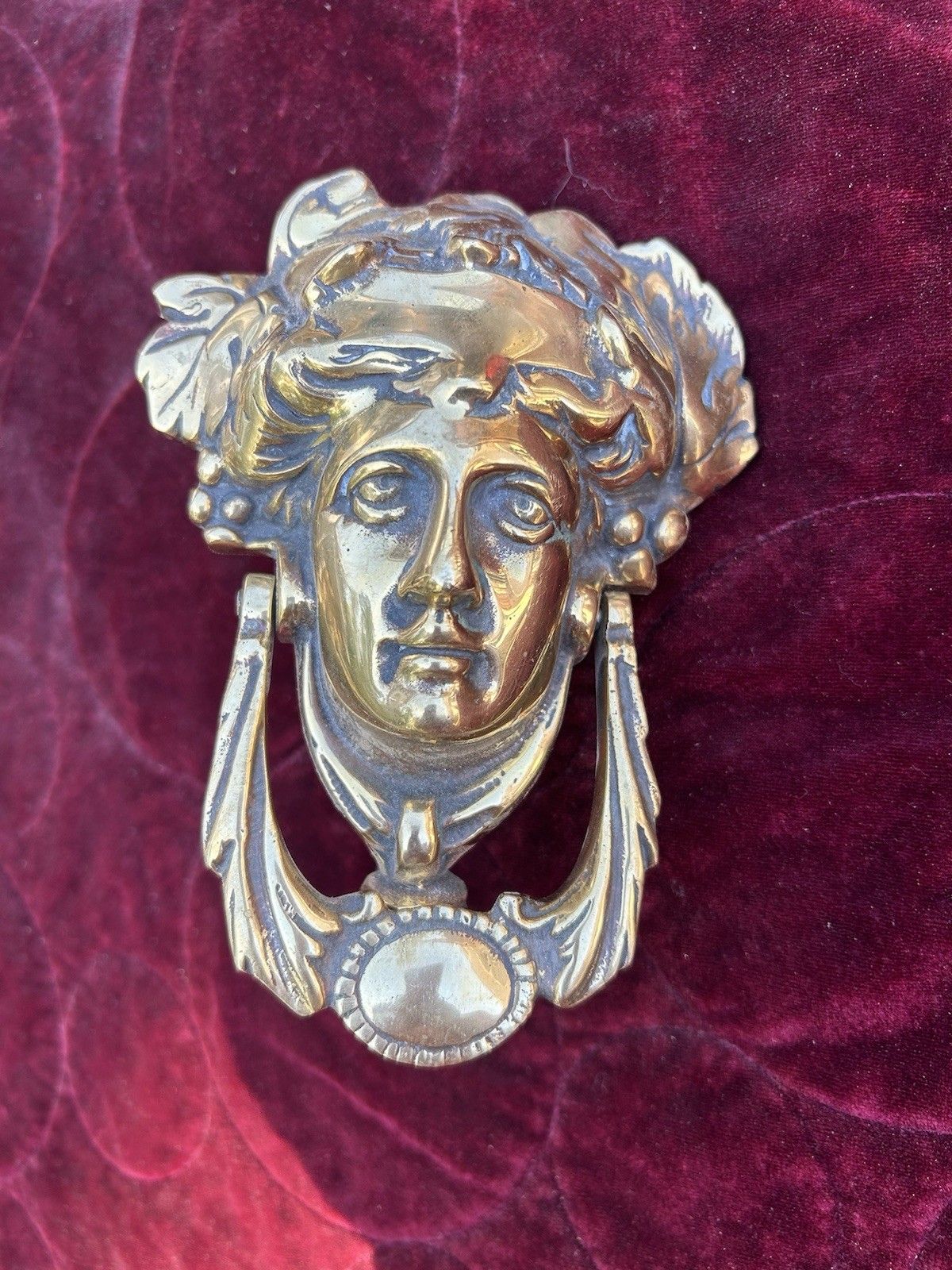 Large Solid Brass Front Door Knocker Reclaimed Period Antique Metal Bolts