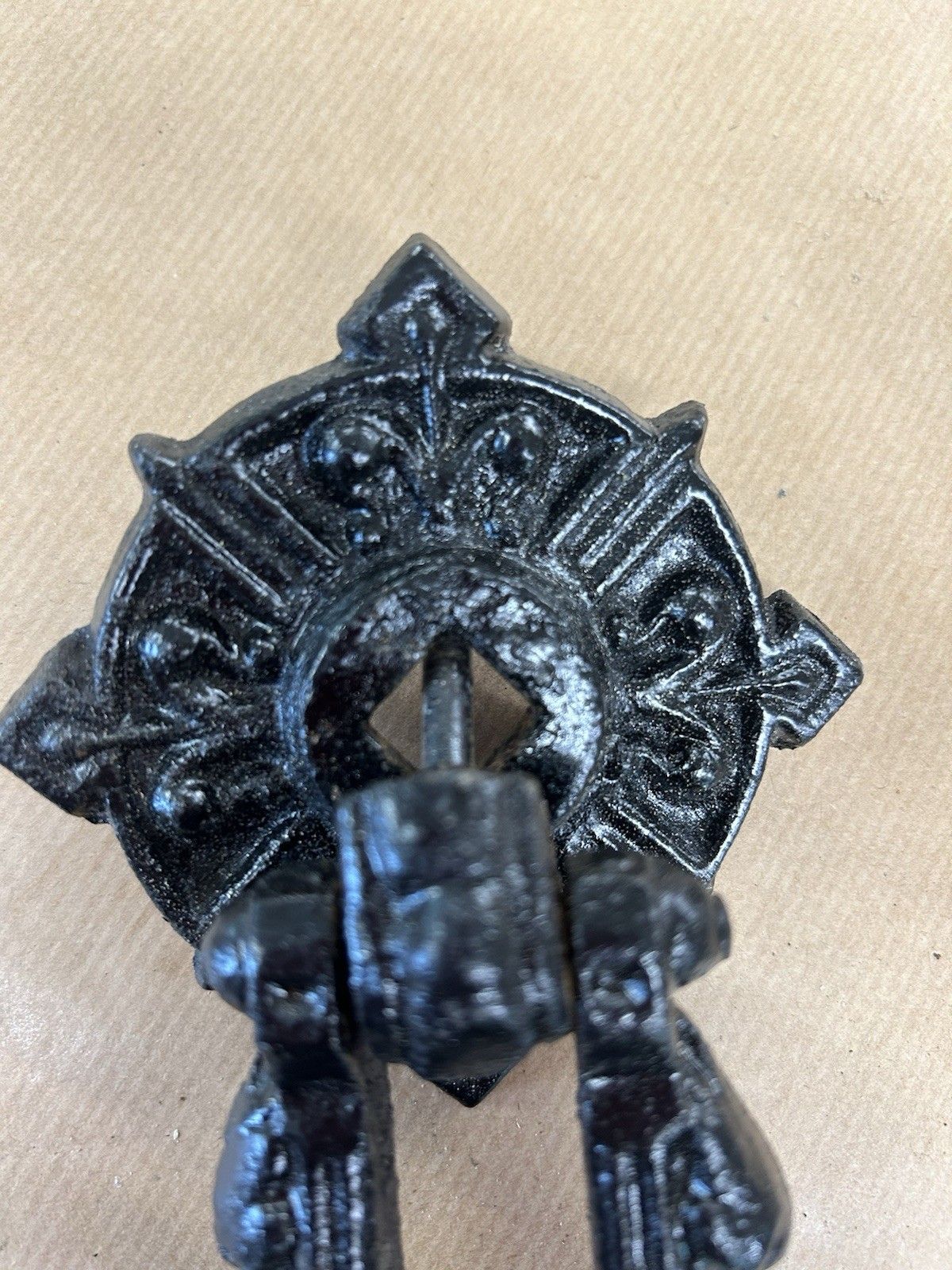 Antique Medieval Door Knocker  Cast Iron Reclaimed Period Antique Tudor Gothic photo furniture