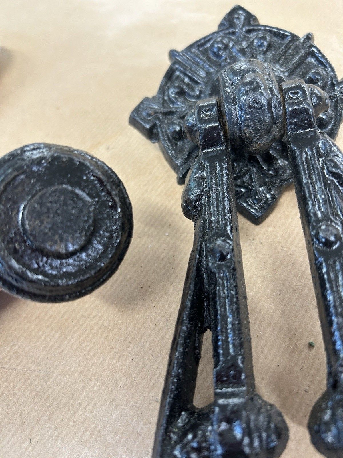 Antique Medieval Door Knocker  Cast Iron Reclaimed Period Antique Tudor Gothic photo Home Fixtures