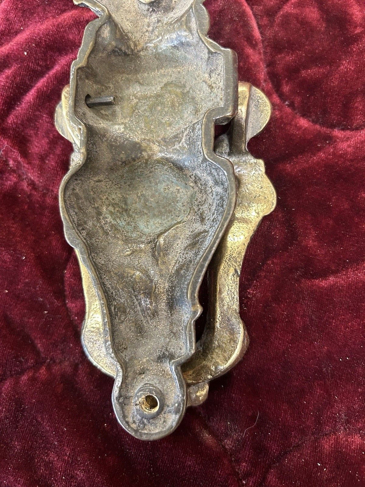 photo for sale Solid Brass Front Door Knocker Reclaimed Period Antique Metal Bolts Patinated