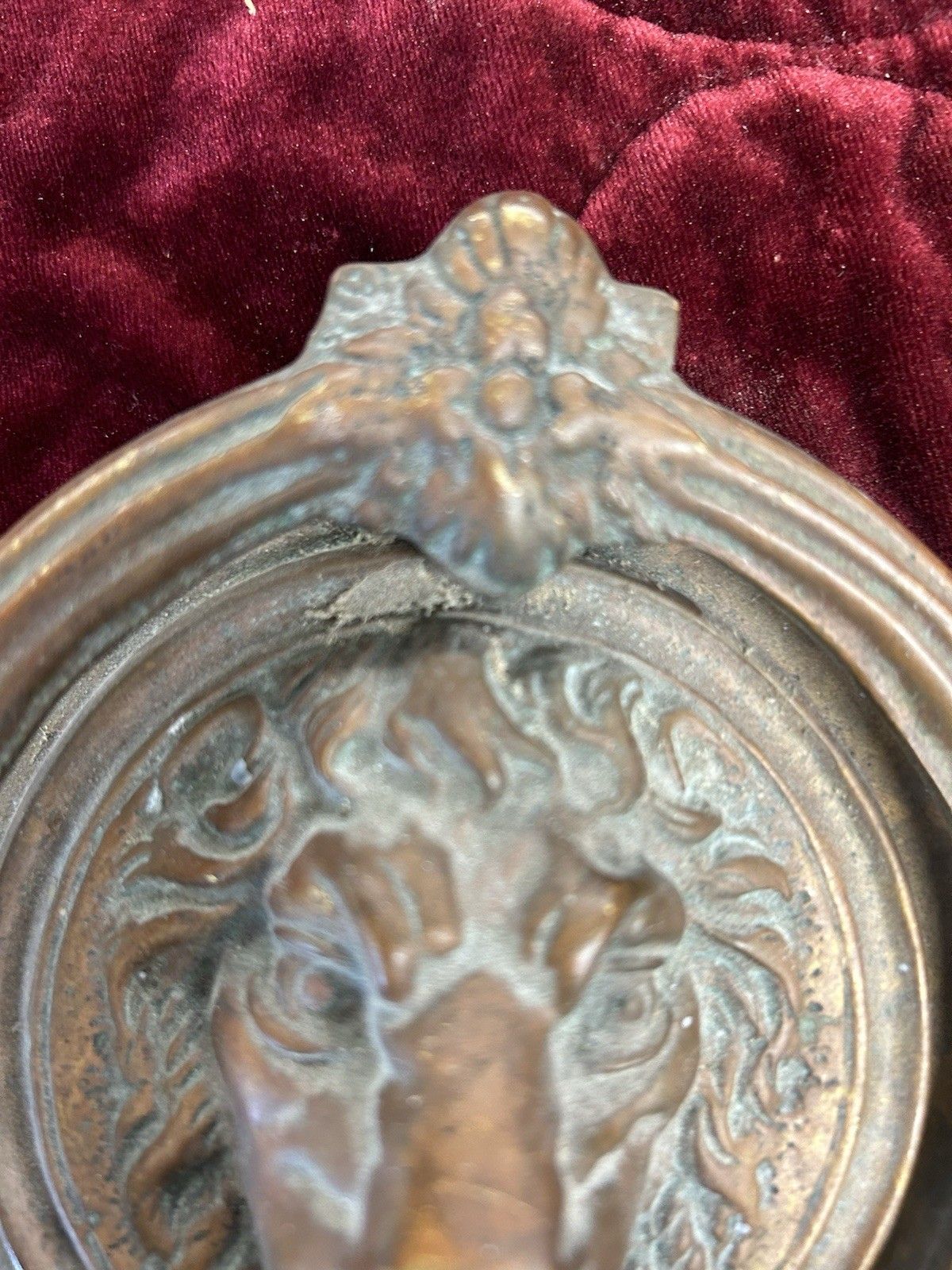Large Solid Brass Front Door Knocker Reclaimed Period Antique Metal Lions Head photo for sale