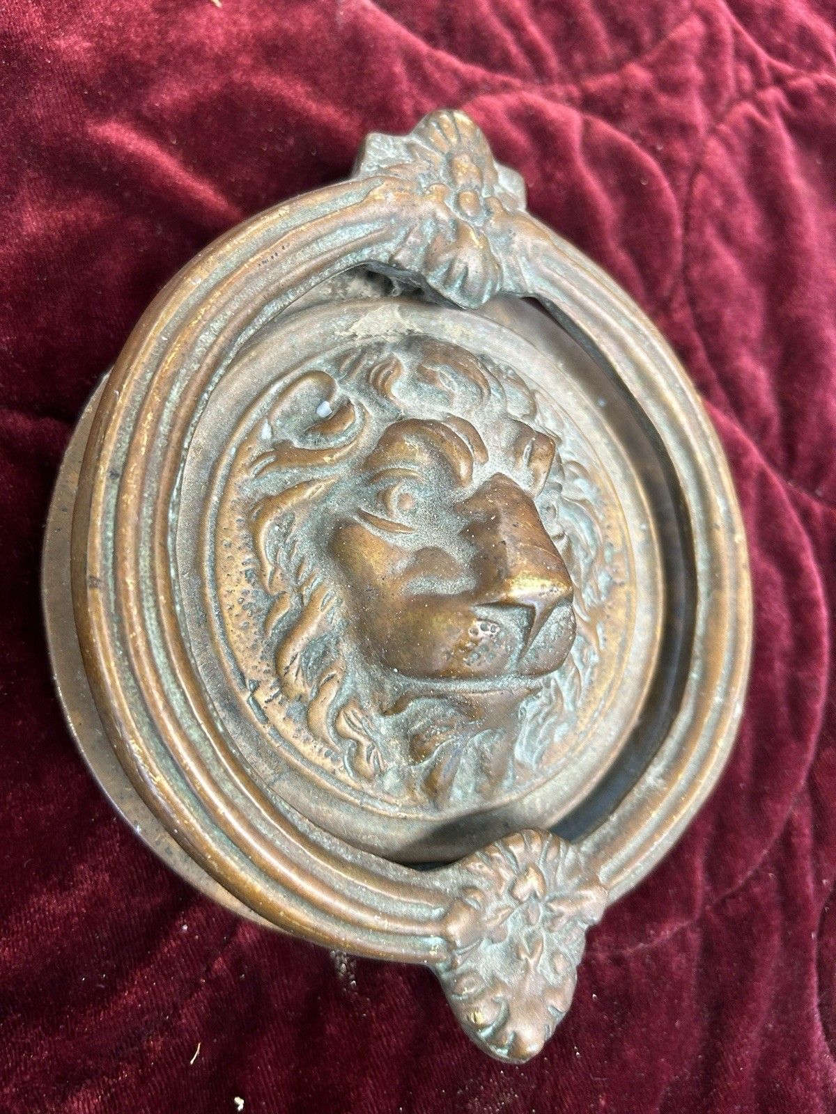 Large Solid Brass Front Door Knocker Reclaimed Period Antique Metal Lions Head photo Home Fixtures