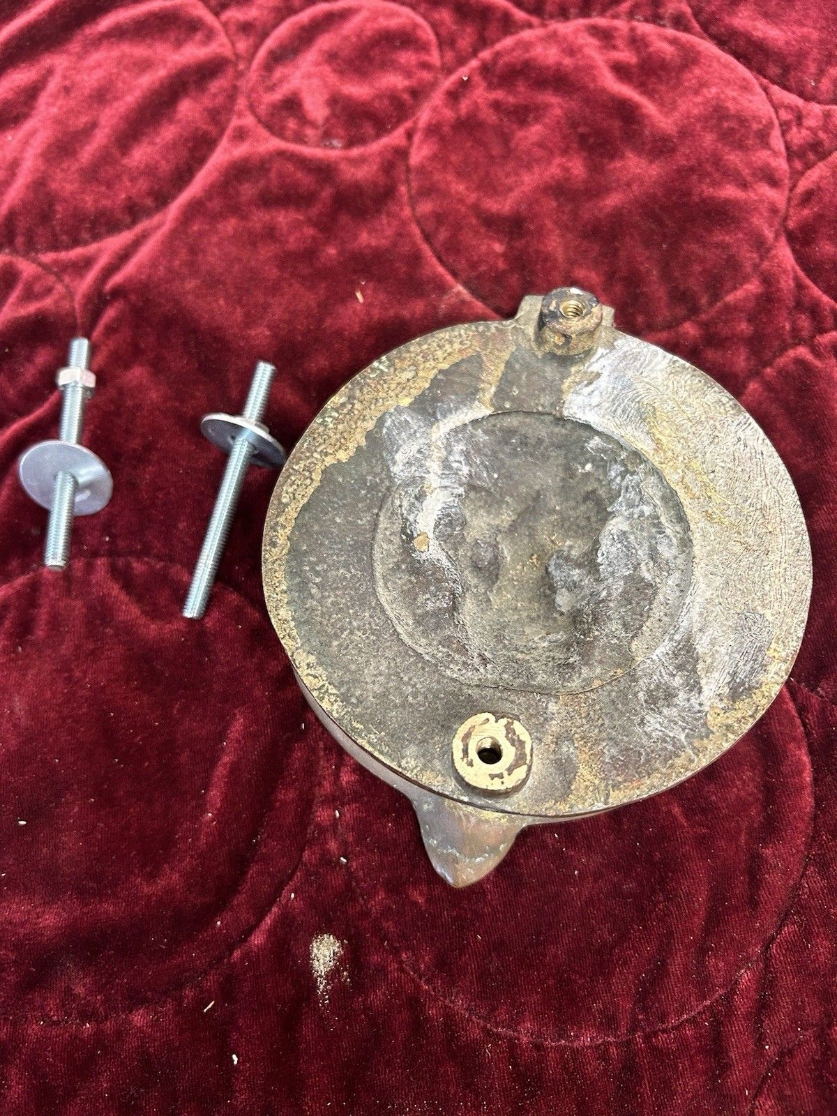 Large Solid Brass Front Door Knocker Reclaimed Period Antique Metal Lions Head photo vintage