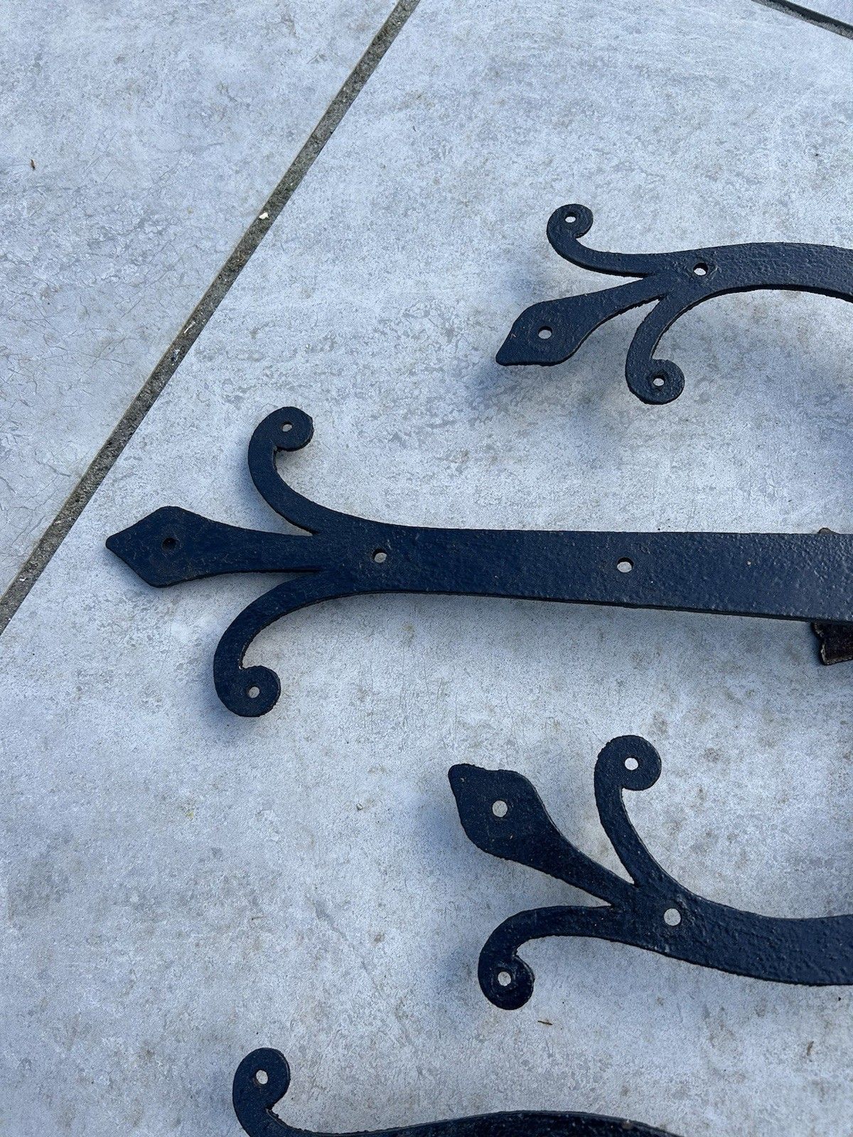 Pair Cast Iron Front Door Hinges 18th Century Reclaim Period Antique Old Metal photo buy