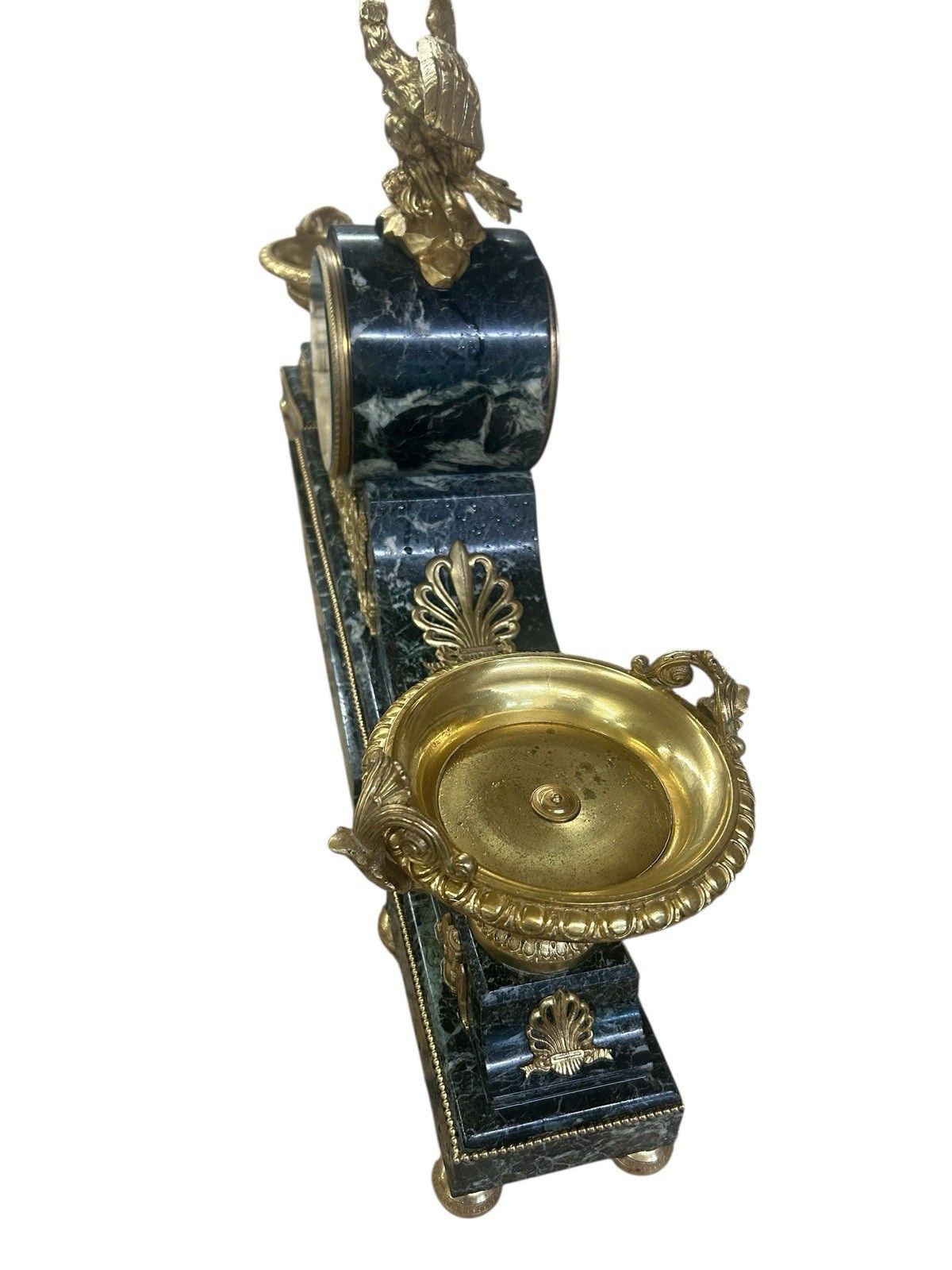 Antique Mantel Clock 19th Century Green Marble Ormulu Bronze Urn Set French Old photo buy