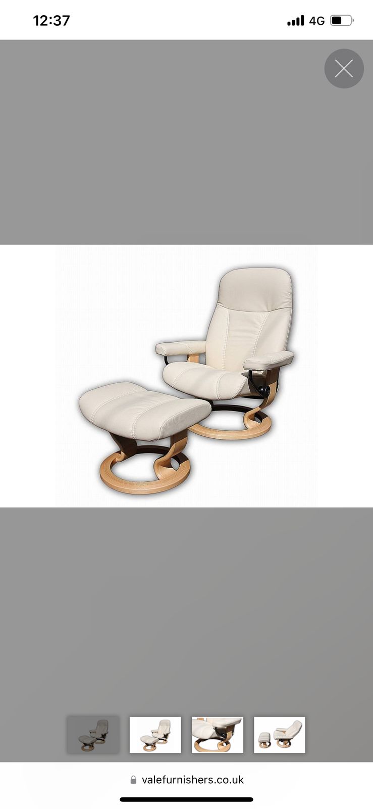 Consul Medium Chair And Stool In Cream And Oak Base By Stressless photo furniture