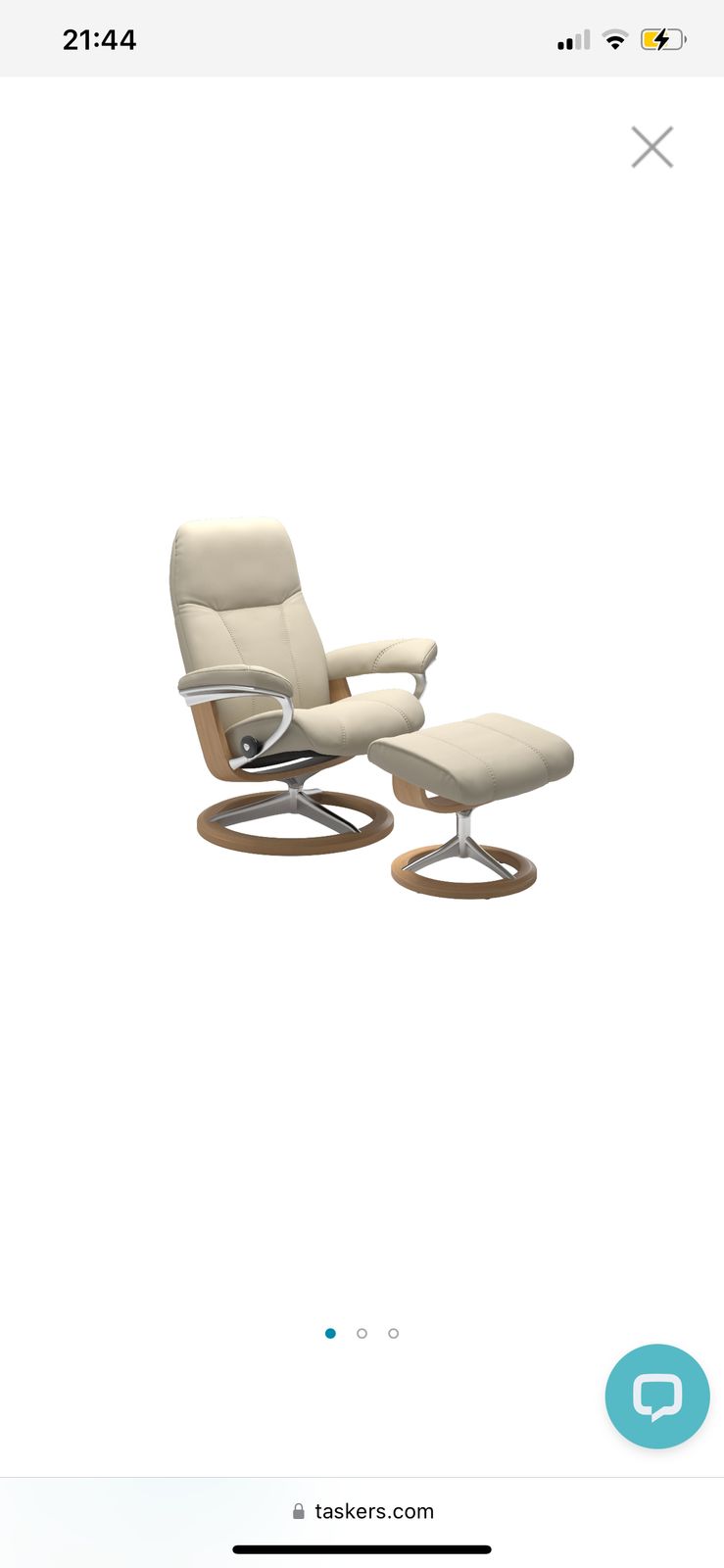 Consul Medium Chair And Stool In Cream And Oak Base By Stressless photo buy