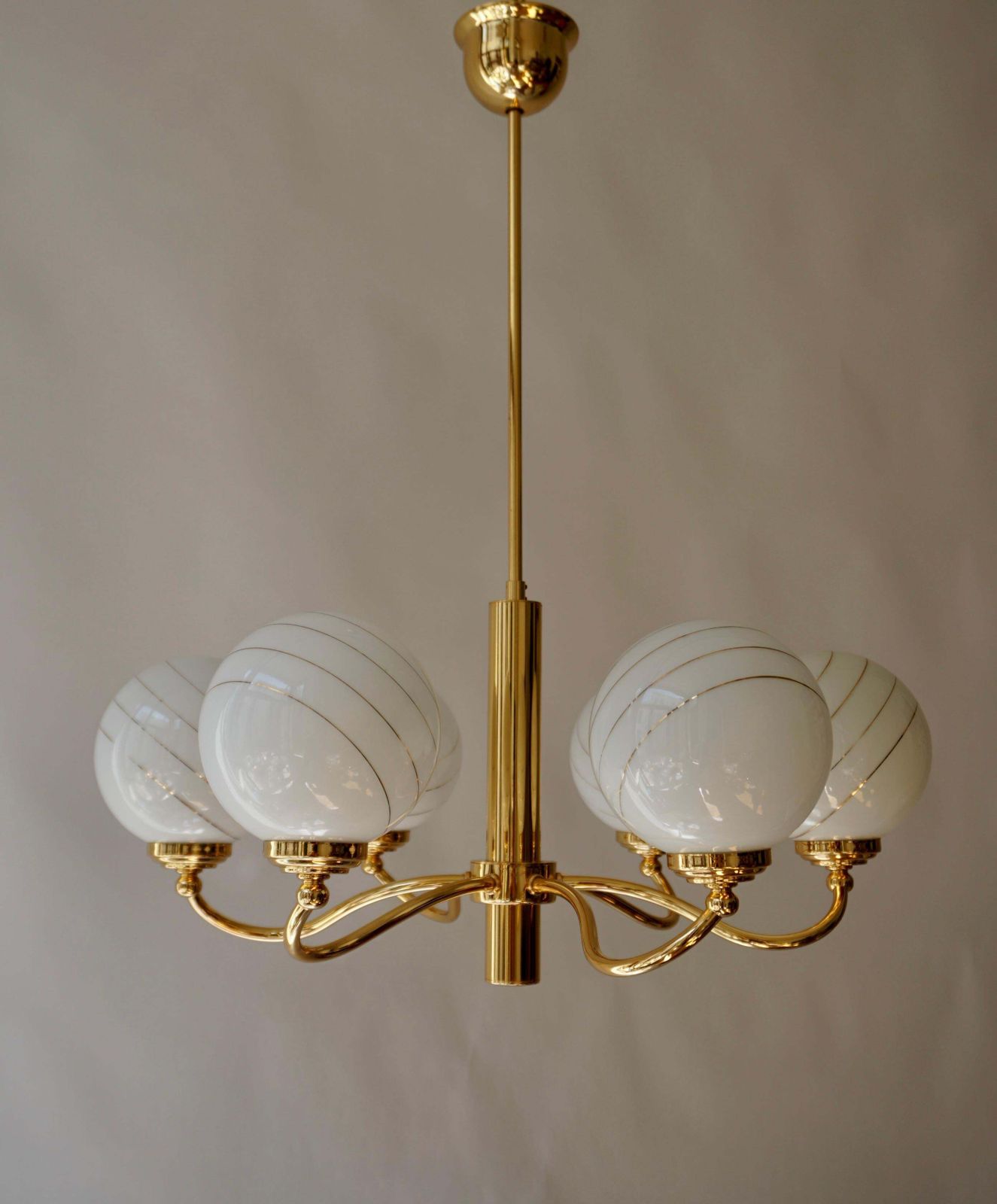 Murano Glass And Brass Chandelier, 1970s, Italy photo buy