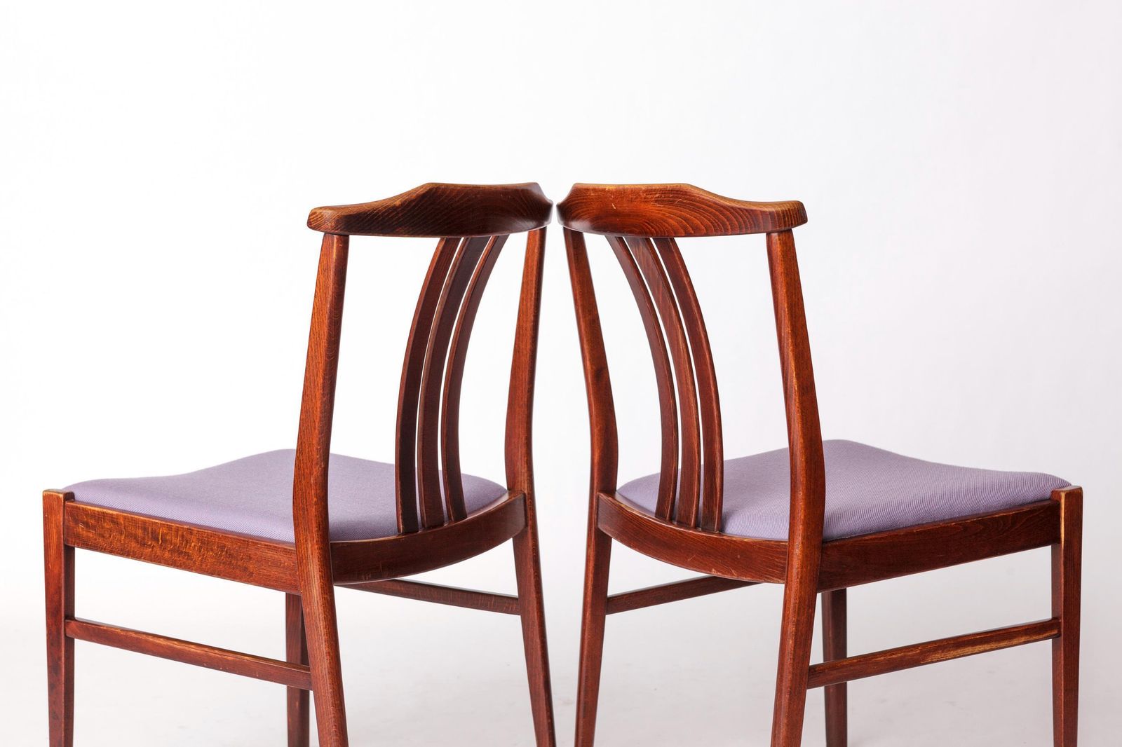 Pair Of Vintage Swedish Chairs By Lbg Group – 1970s Beech Wood & Purple Upholstery photo buy