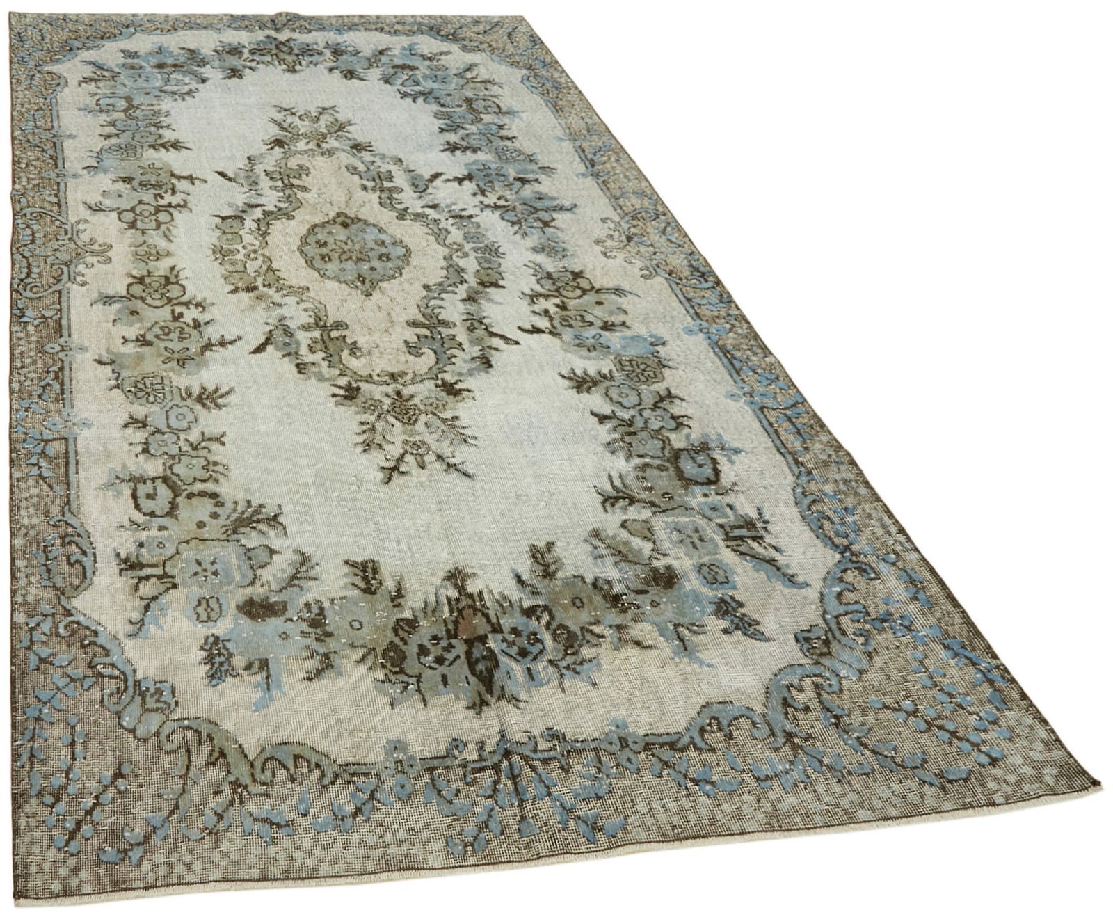 Tapis vintage fait main, bleu overdyed, 177 cm x 320 cm photo furniture