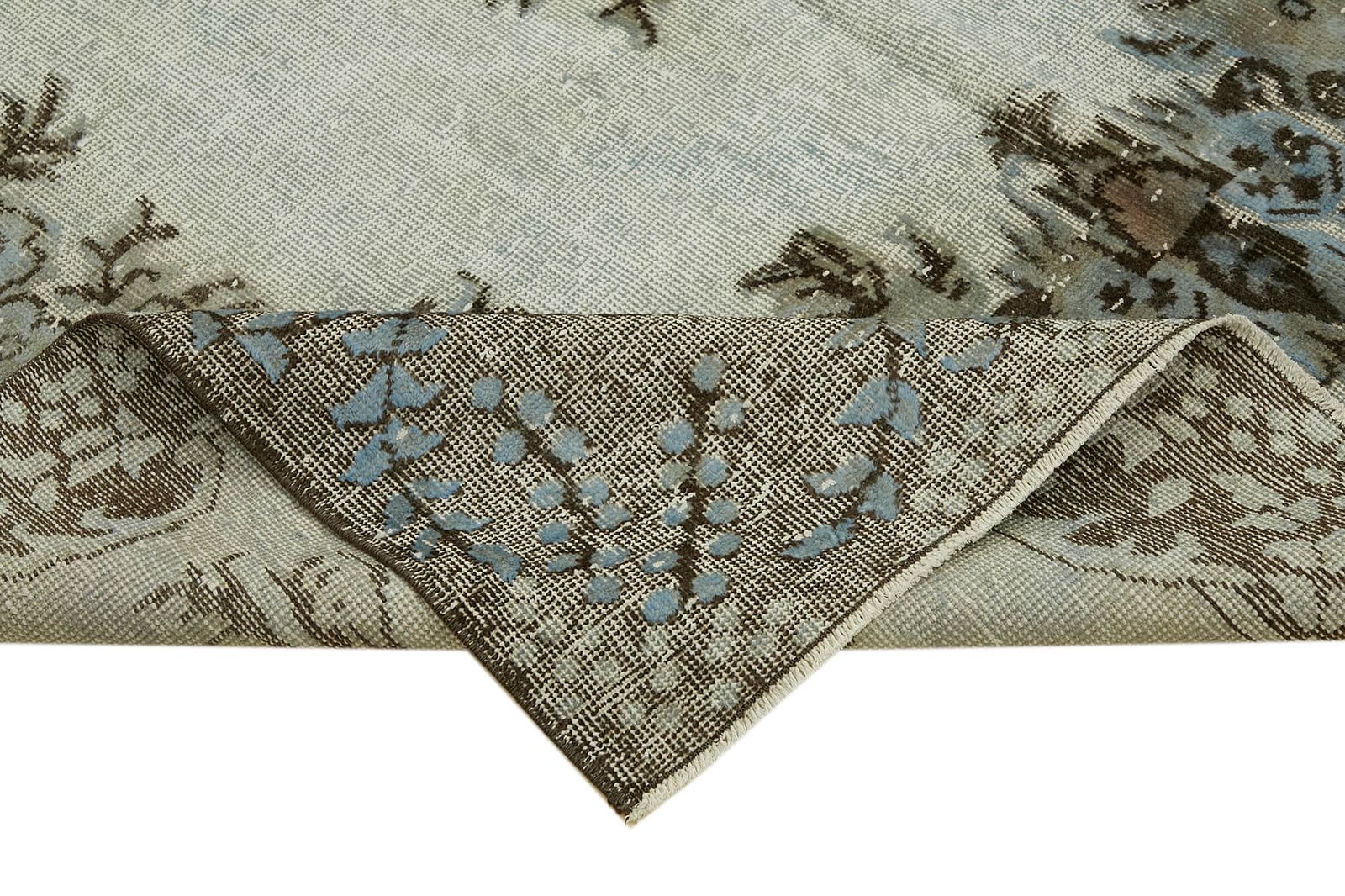 Tapis vintage fait main, bleu overdyed, 177 cm x 320 cm photo vinterior
