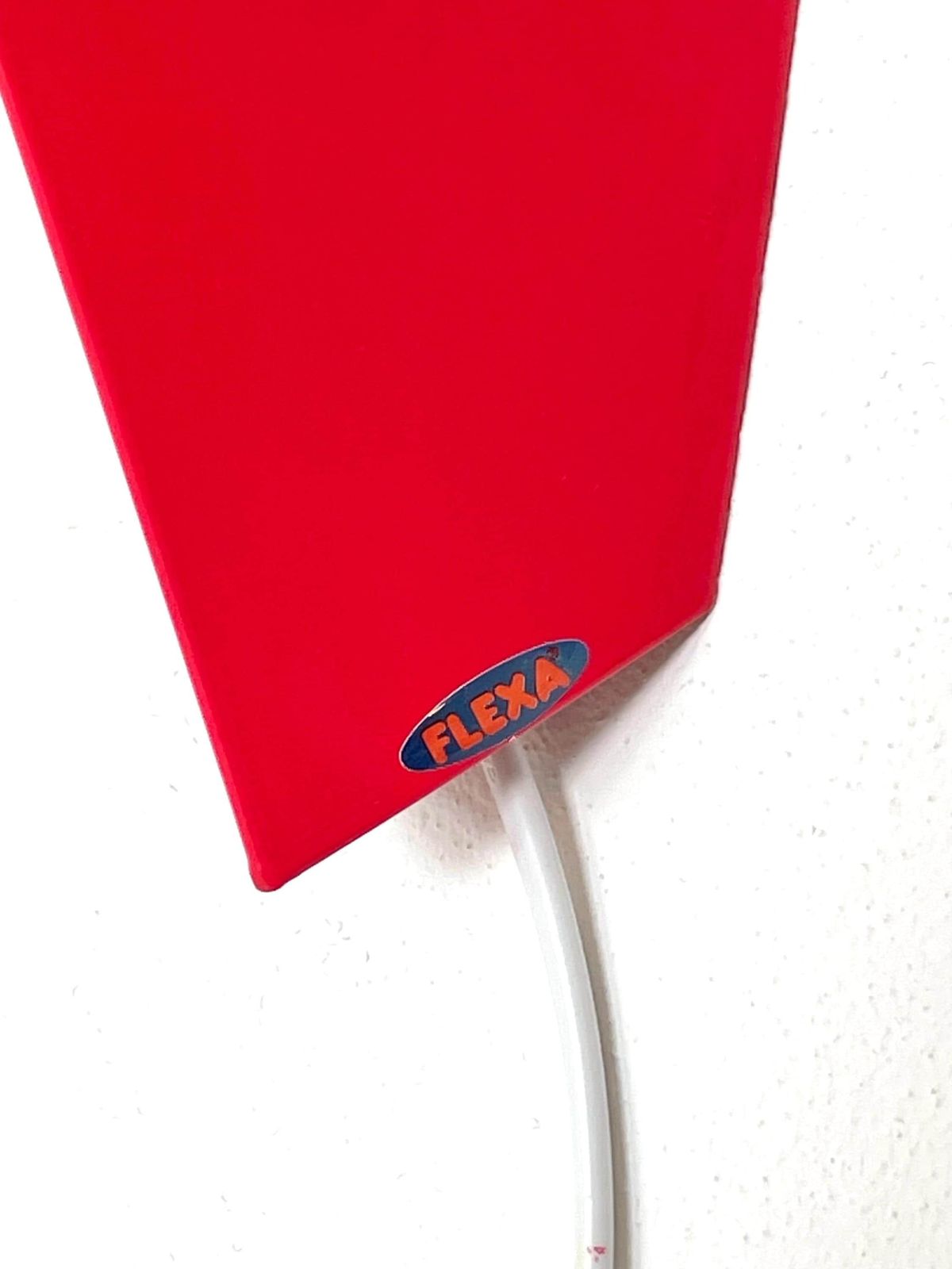 Rare Horn Design Vintage Minimalist Red And Blue Postmodern Danish Up Light Wall Lamp With Geometrical Shape   Model “Flexa” photo vintage