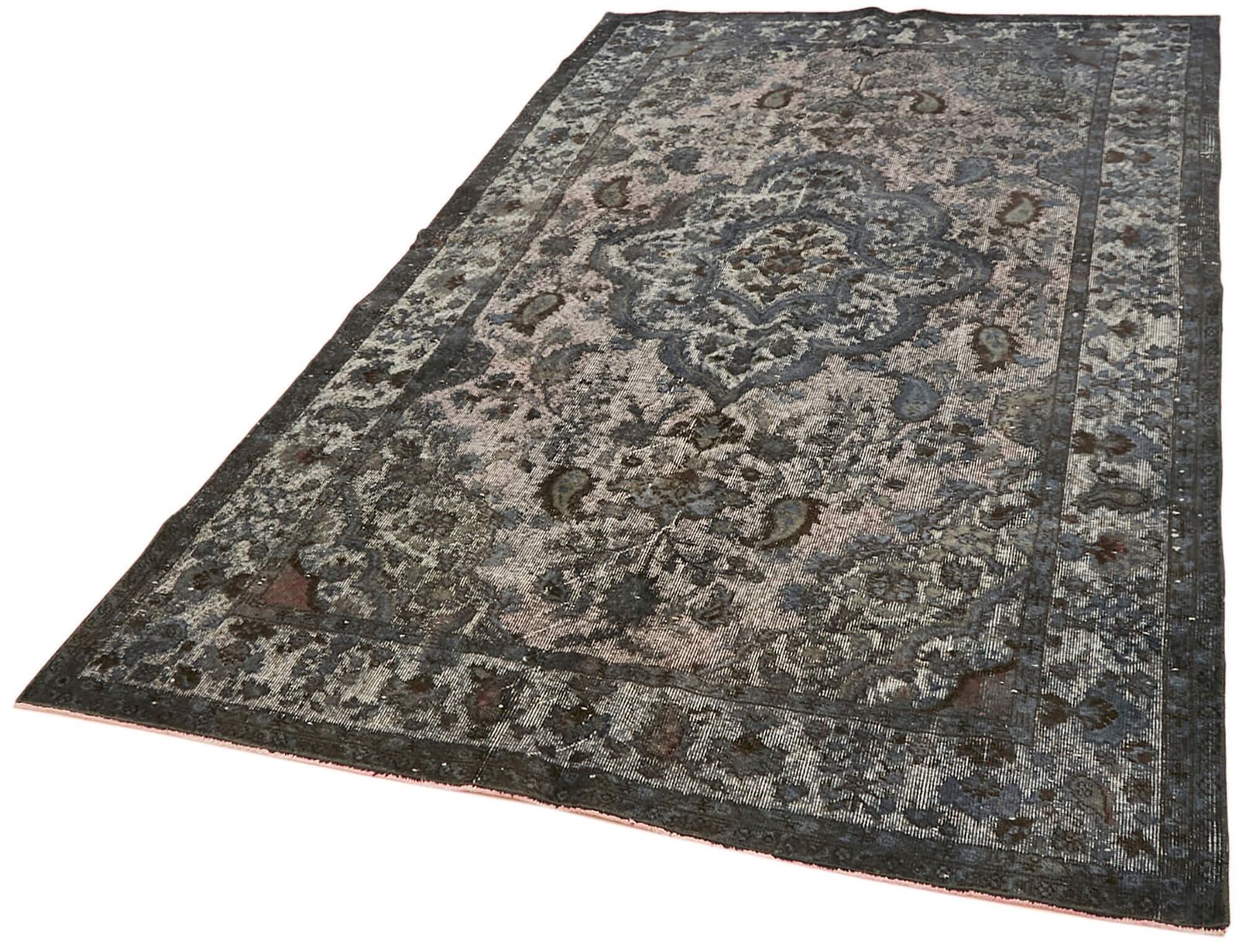 Handmade Vintage Grey Overdyed Rug 176 Cm X 298 Cm photo for sale