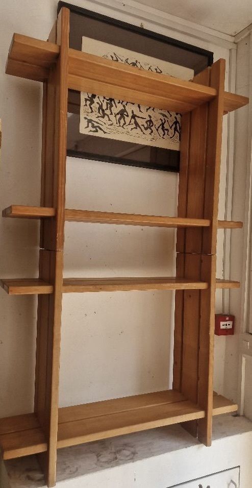 Elm Blonde Shelf By Roland Haeusler For Maison Regain 1980s   France photo furniture