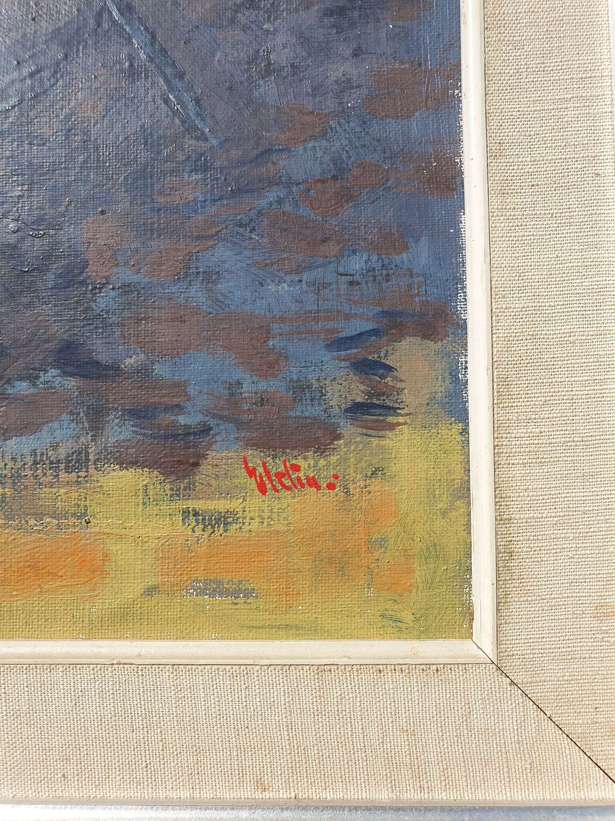 A Swedish Mid Century Oil On Canvas. Boats On A Foreshore By Henry Eldin photo 250.0