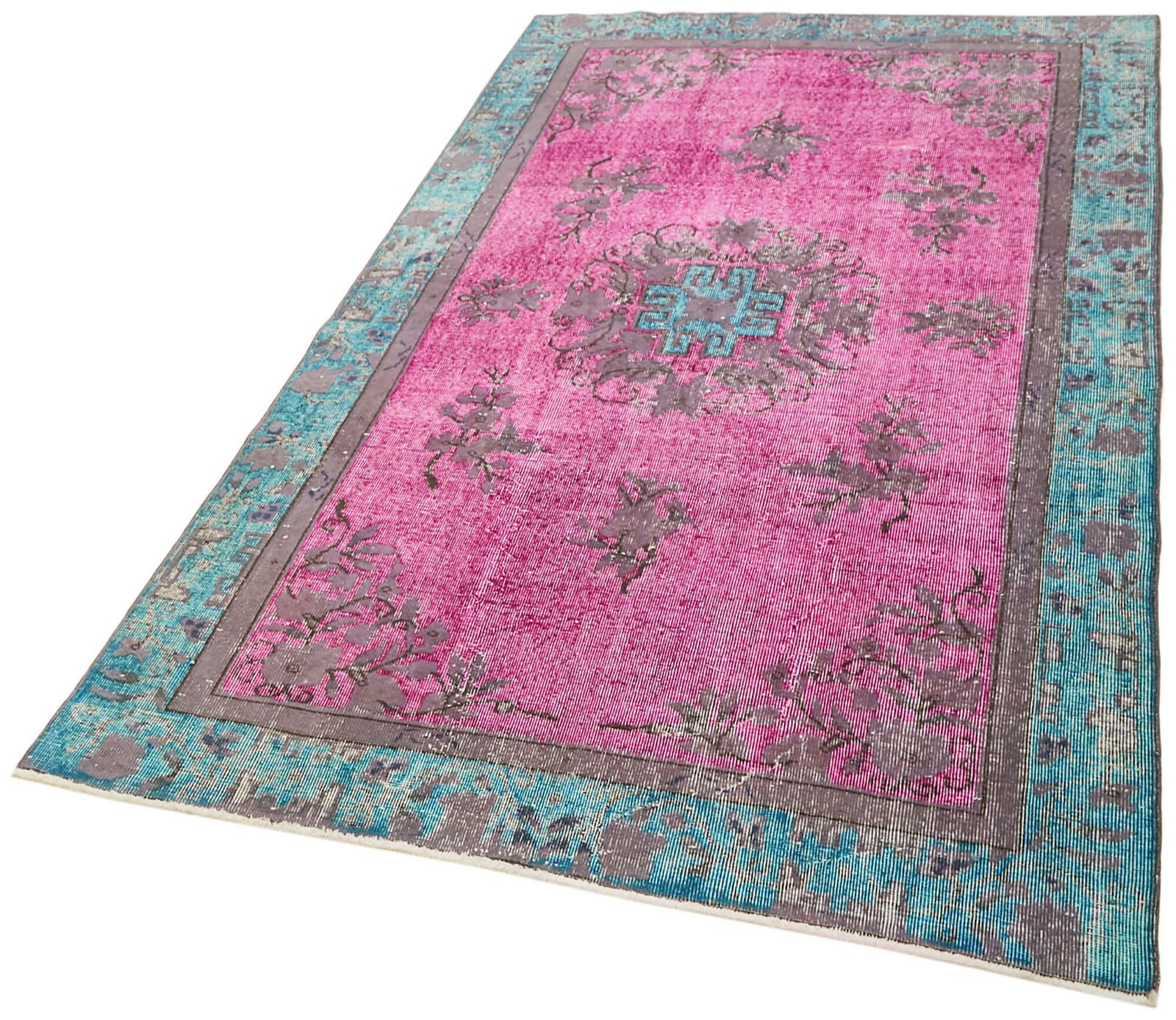 Handmade Vintage Multicolor Overdyed Rug 262 Cm X 163 Cm photo for sale