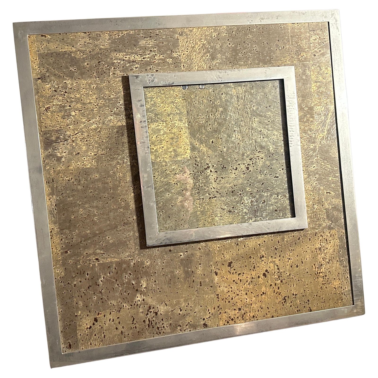 1970s Mid Century Modern Silver Plated And Cork Picture Frame By F. A. Botta