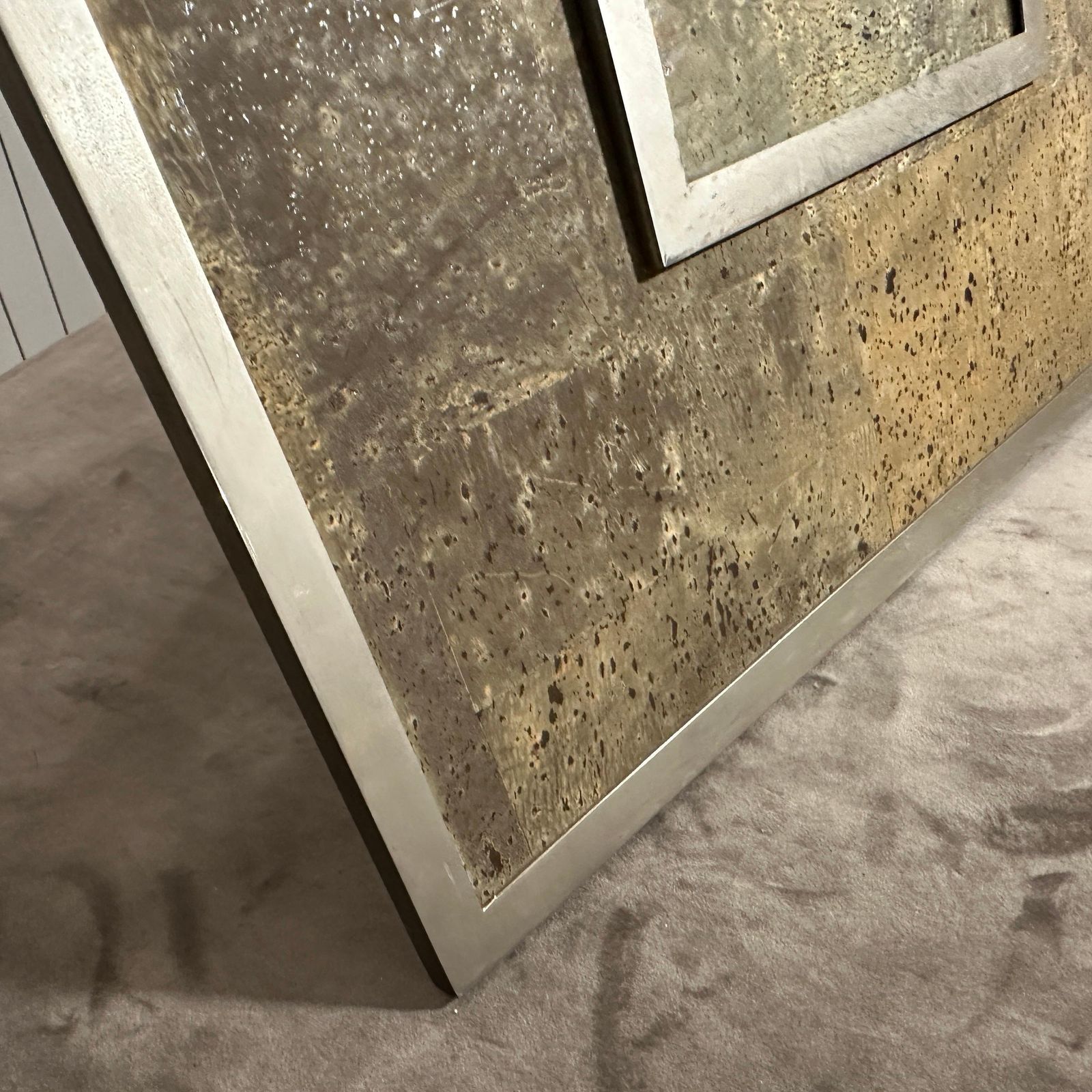 1970s Mid Century Modern Silver Plated And Cork Picture Frame By F. A. Botta photo vinterior