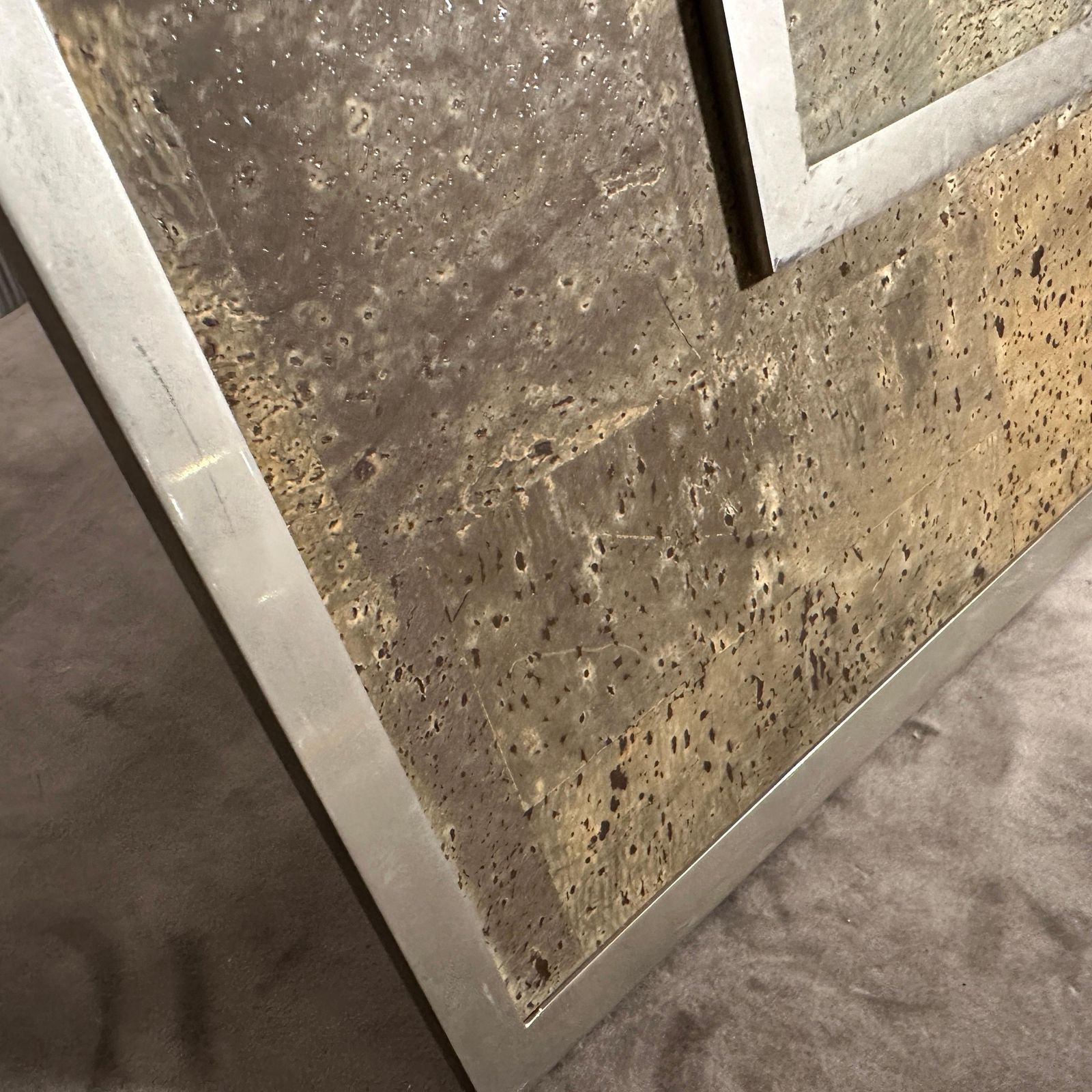 862.0 1970s Mid Century Modern Silver Plated And Cork Picture Frame By F. A. Botta photo