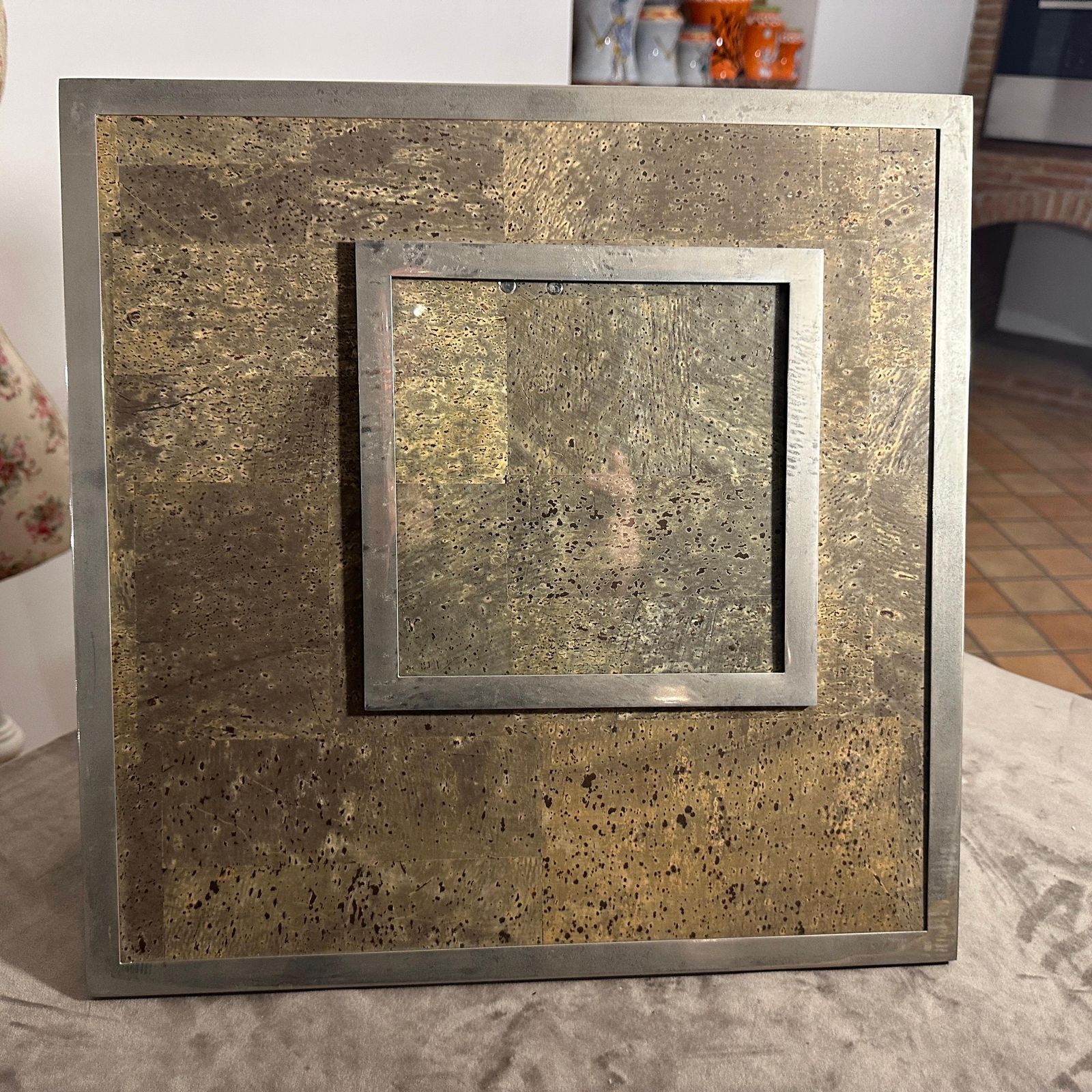 photo buy 1970s Mid Century Modern Silver Plated And Cork Picture Frame By F. A. Botta