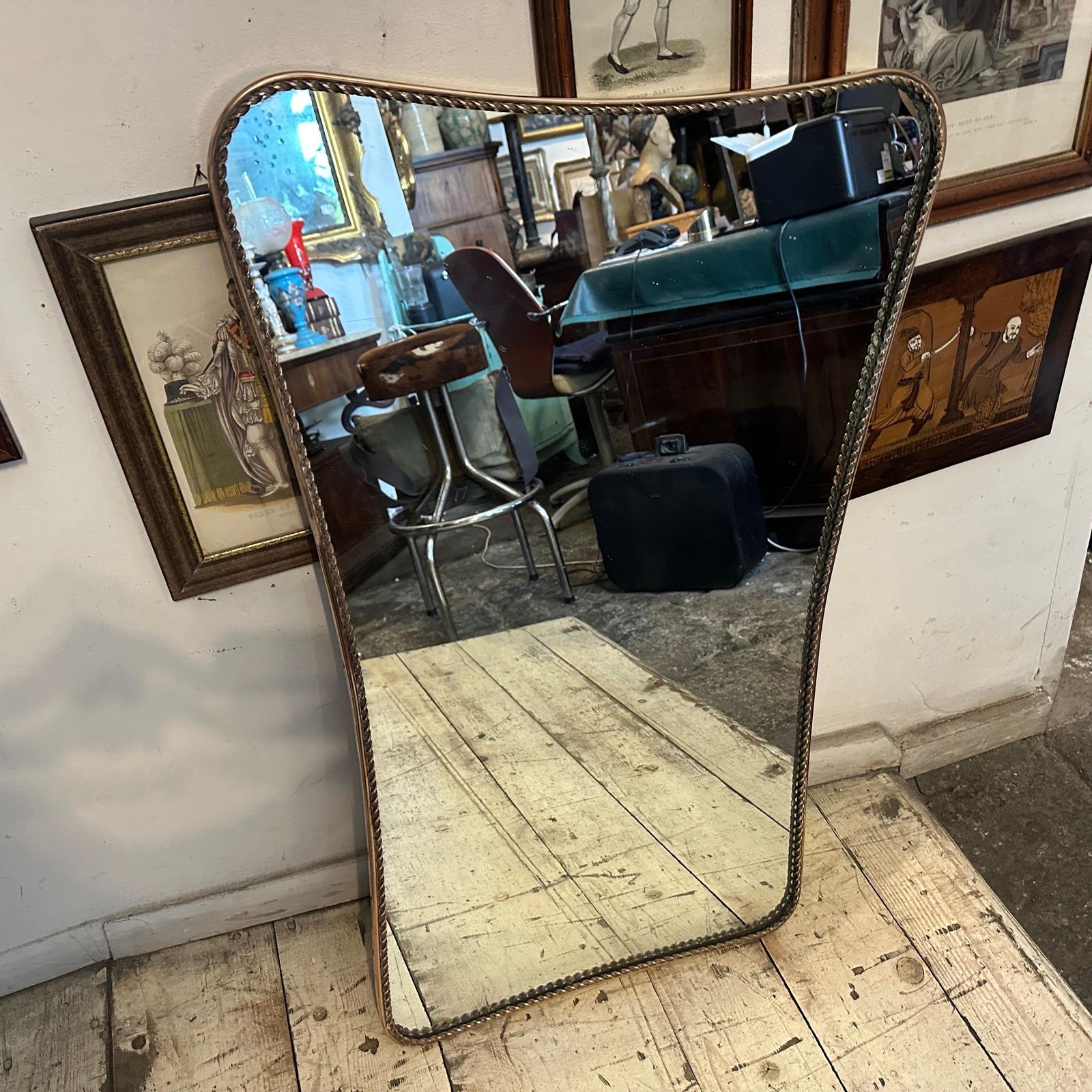 Home Decor 1950s Rare Gio Ponti Style Mid Century Modern Biscuit Shaped Italian Wall Mirror photo