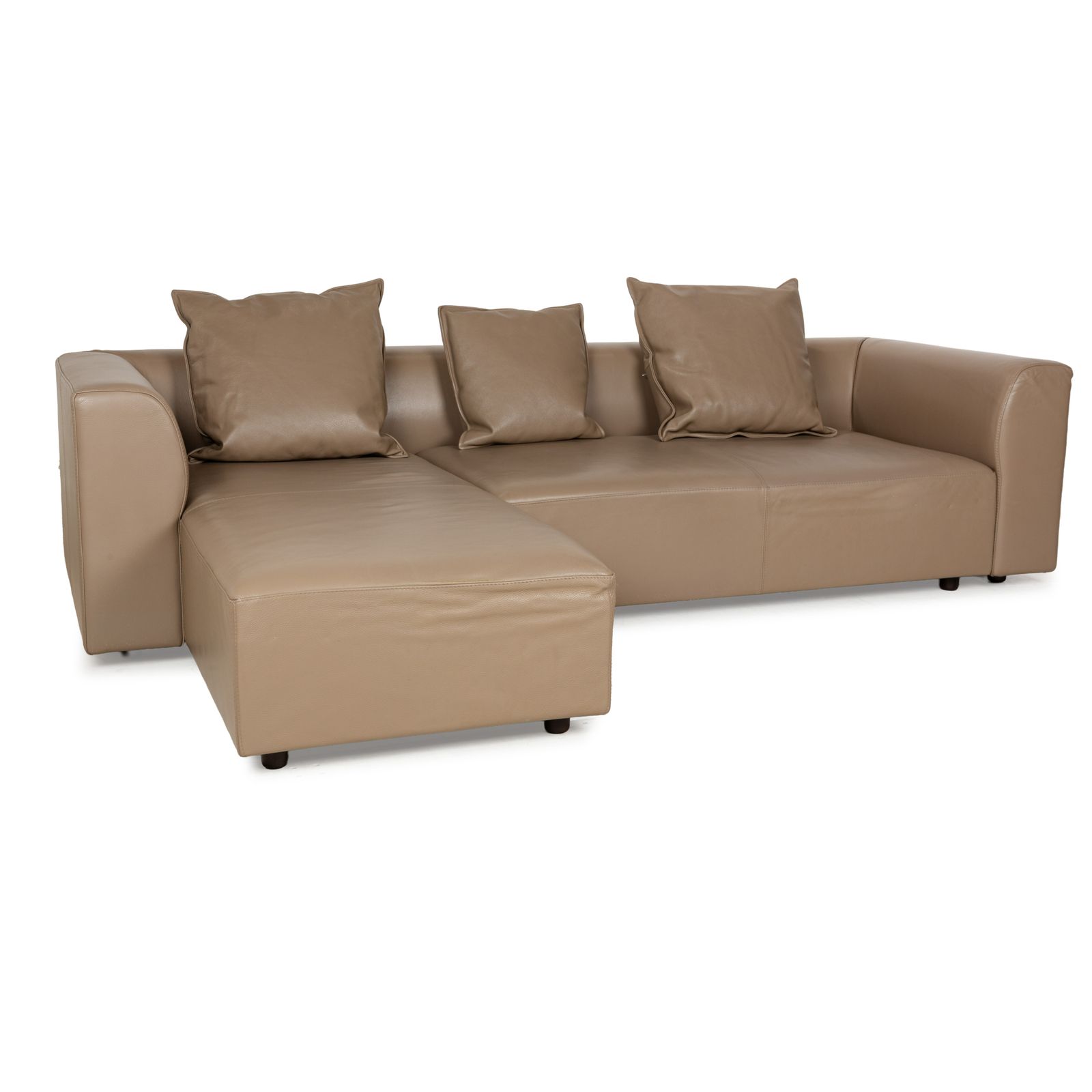 Canapé d'angle La Nuova Casa Nomad en cuir beige, méridienne gauche, fonction manuelle photo for sale