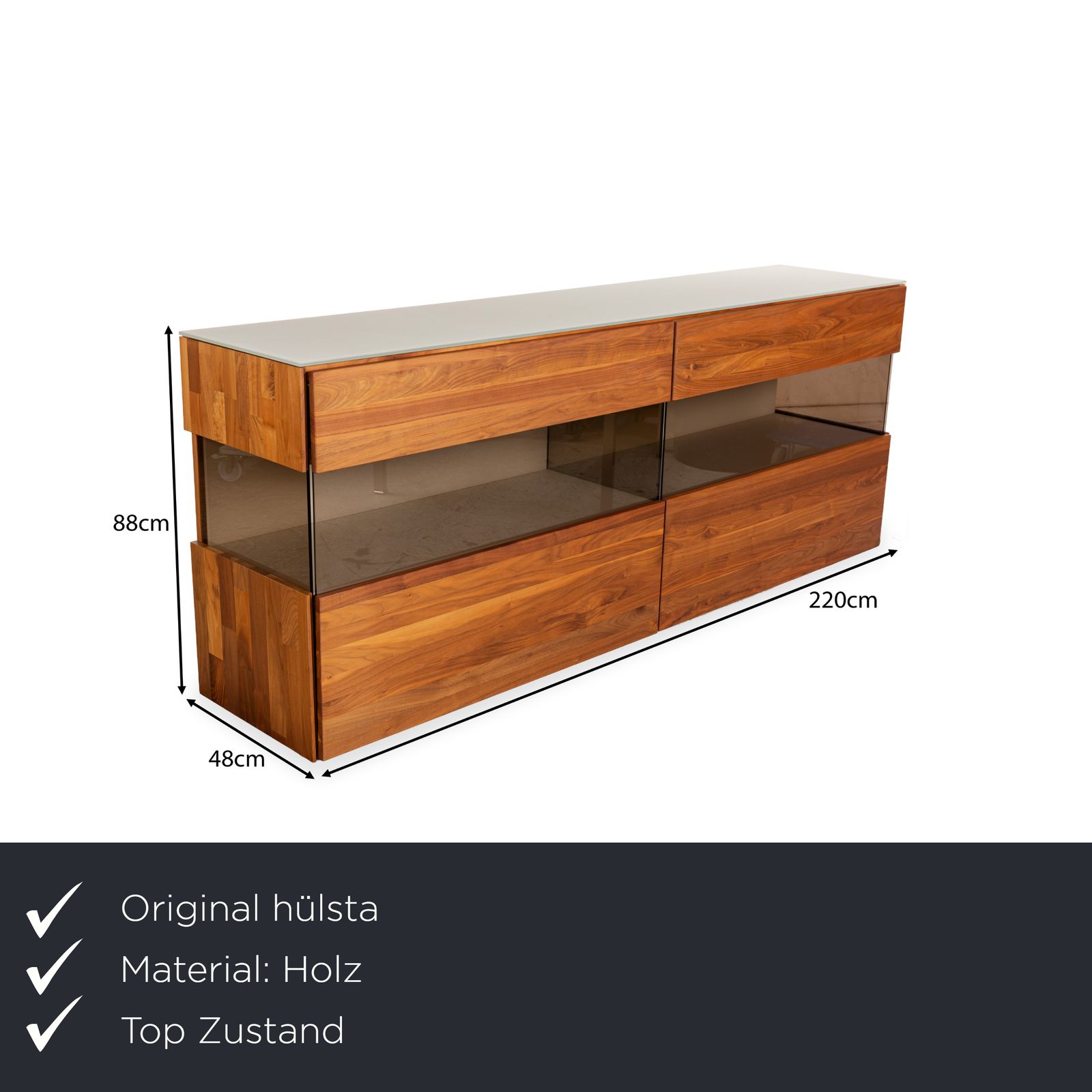 Hülsta Aunis Wooden Sideboard Brown Glass photo furniture
