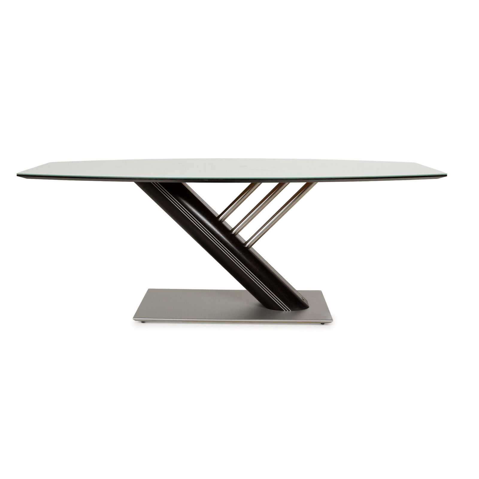 Furniture Musterring Rosario Dining Table Wood Glass Brown Dark Brown Silver 195 X 75 X 95cm photo