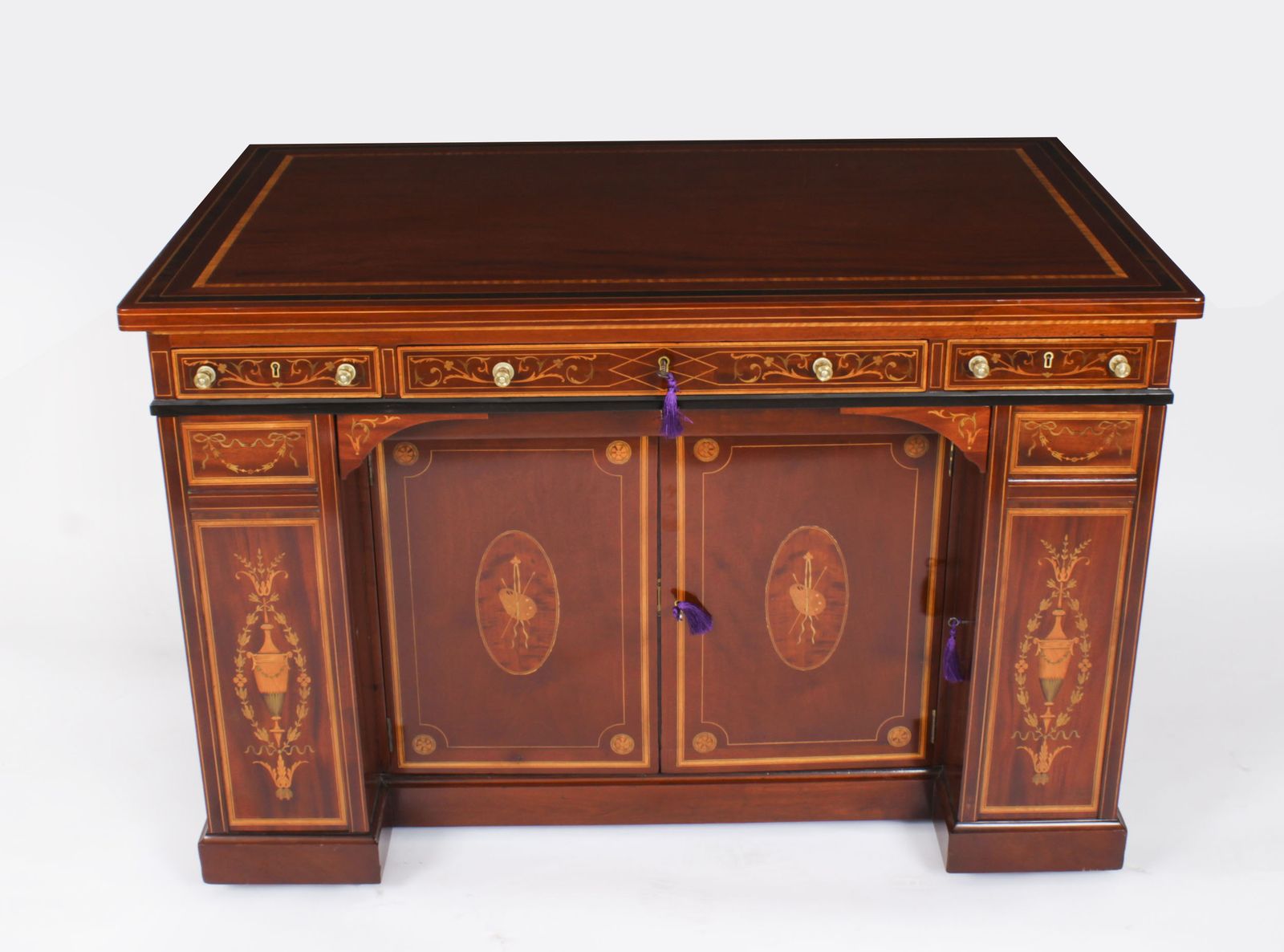 Victorian Inlaid Mahogany Architects Desk By Edwards & Roberts 19th C photo for sale