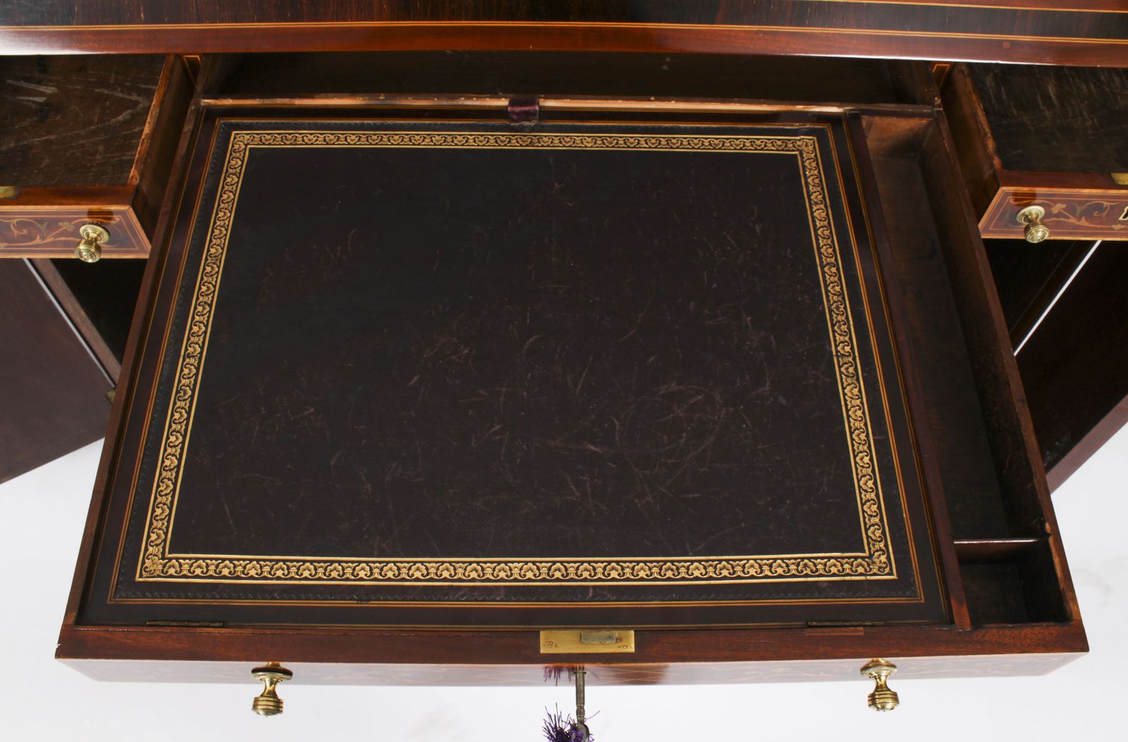 Furniture Victorian Inlaid Mahogany Architects Desk By Edwards & Roberts 19th C photo