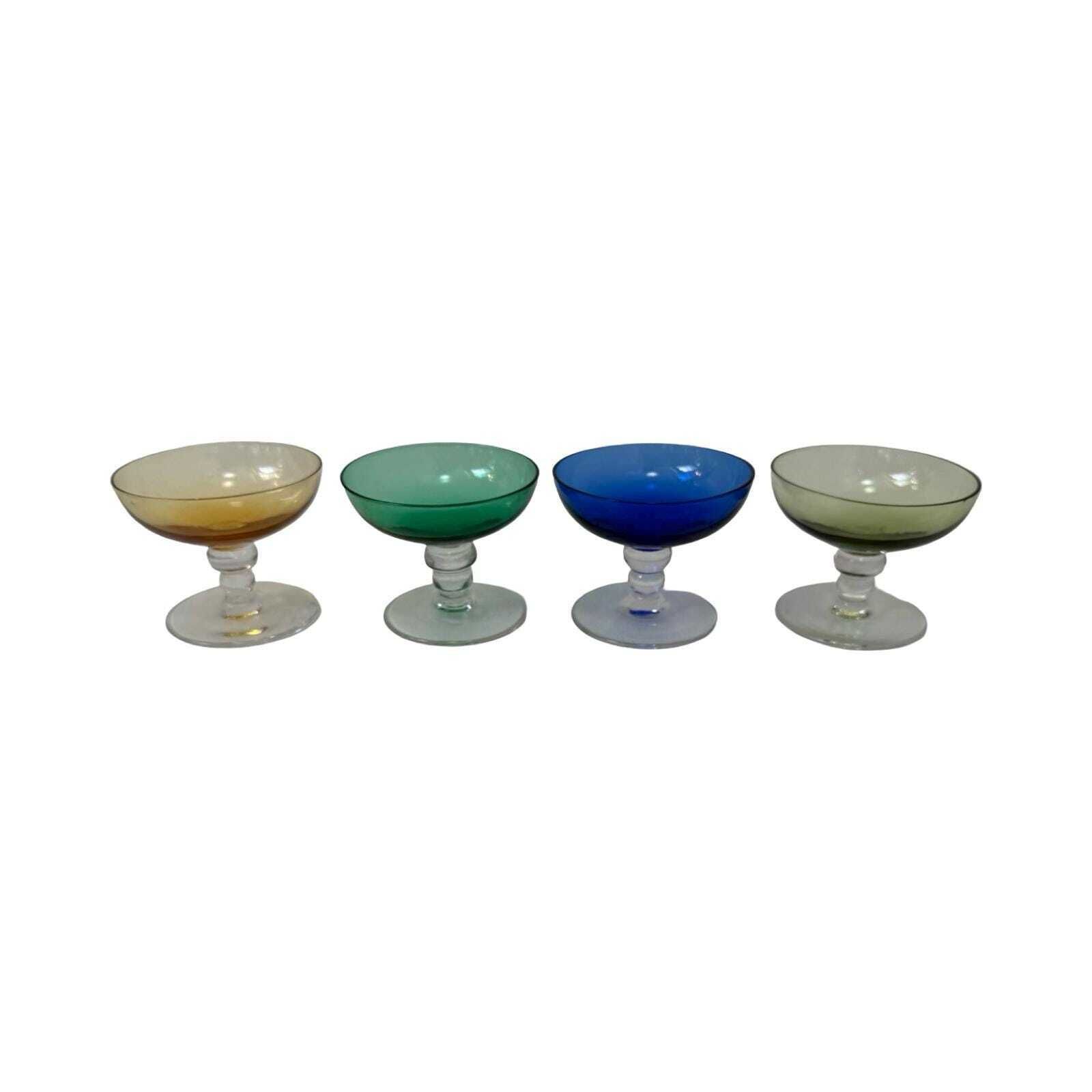Max Verboeket For Kristalunie Maastricht   Carnival Glass   Set Of 4 Small Shot Glasses   Dutch Glass   No Chips!