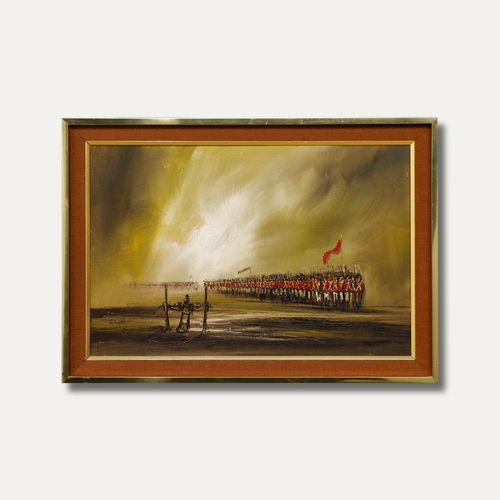 John Bampfield (B.1947) Framed 20th Century Oil, Infantry Advance photo buy