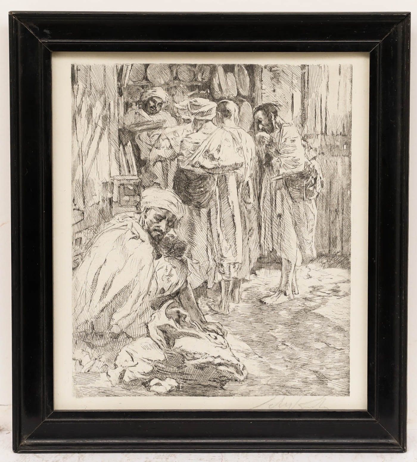 Almery Lobel Riche (1880 1950)  Framed Early 20th Century Etching, At The Market