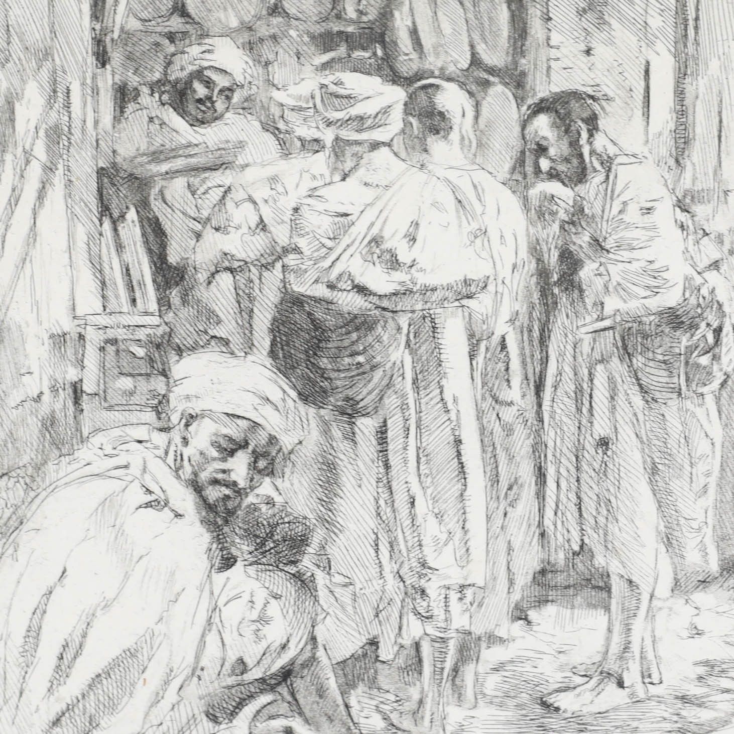 Almery Lobel Riche (1880 1950)  Framed Early 20th Century Etching, At The Market photo Art