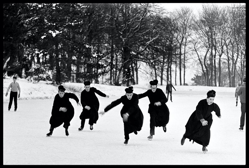 Arthur Steel 'Ice Skating Priests' Unframed Silver Gelatin Fibre Print