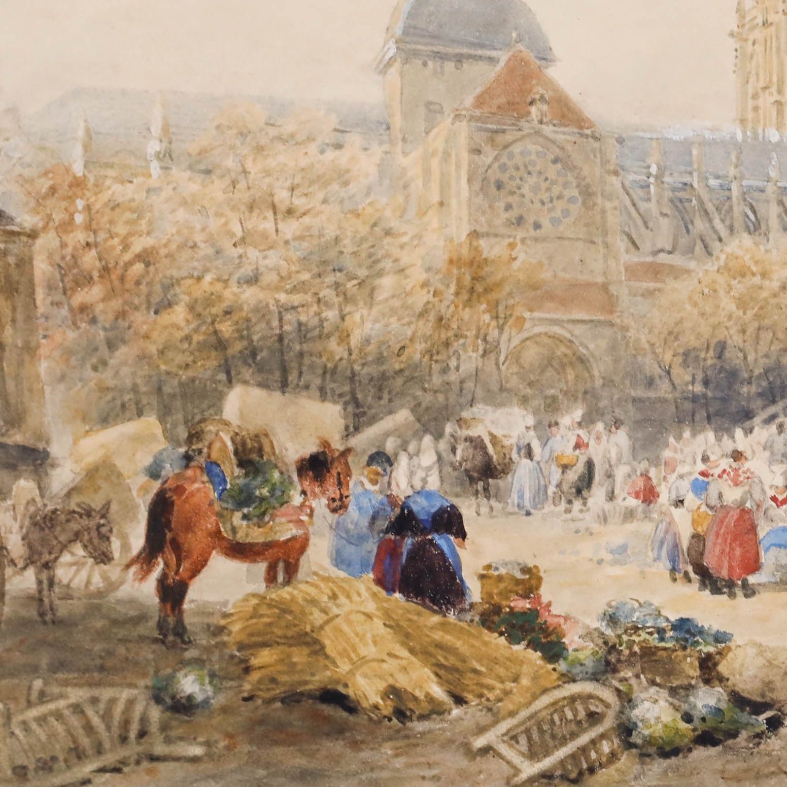Frederick Nash (1782 1856) 1856 Watercolour, The Market Place, Dieppe photo for sale