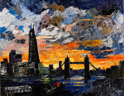 Daniel Nichols Contemporary Oil, London Sunset