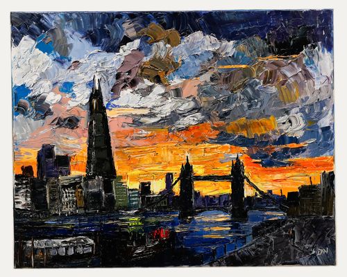 Daniel Nichols Contemporary Oil, London Sunset photo furniture