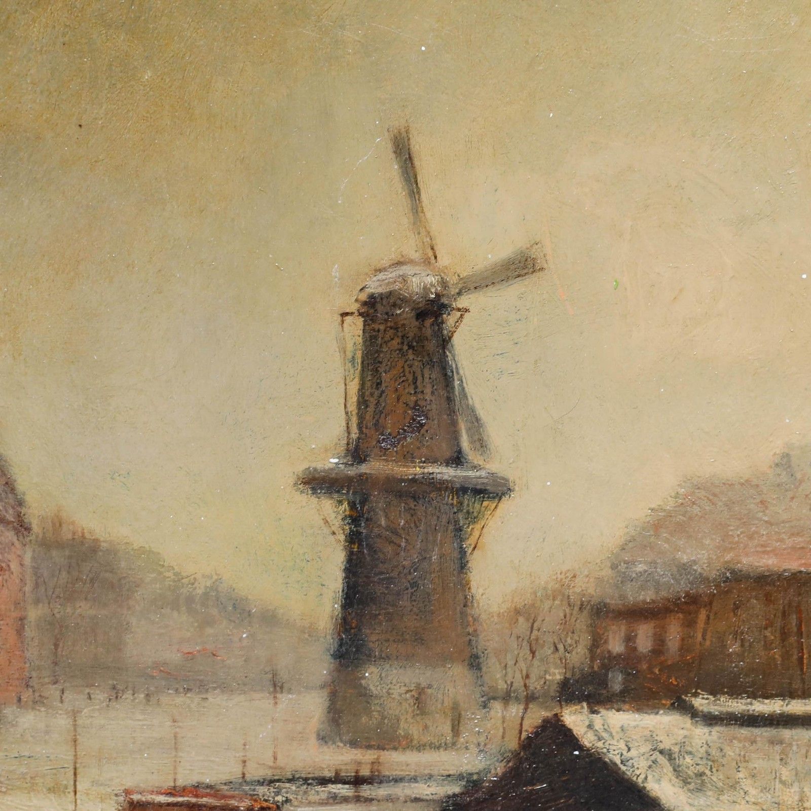 Continental School Early 20th Century Oil The Windmill In Winter photo Art