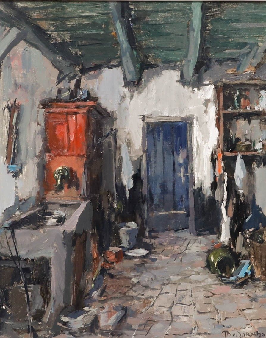 Theodorus Van Oorschot (1910 1989) Framed Oil, A Busy Kitchen Interior photo furniture
