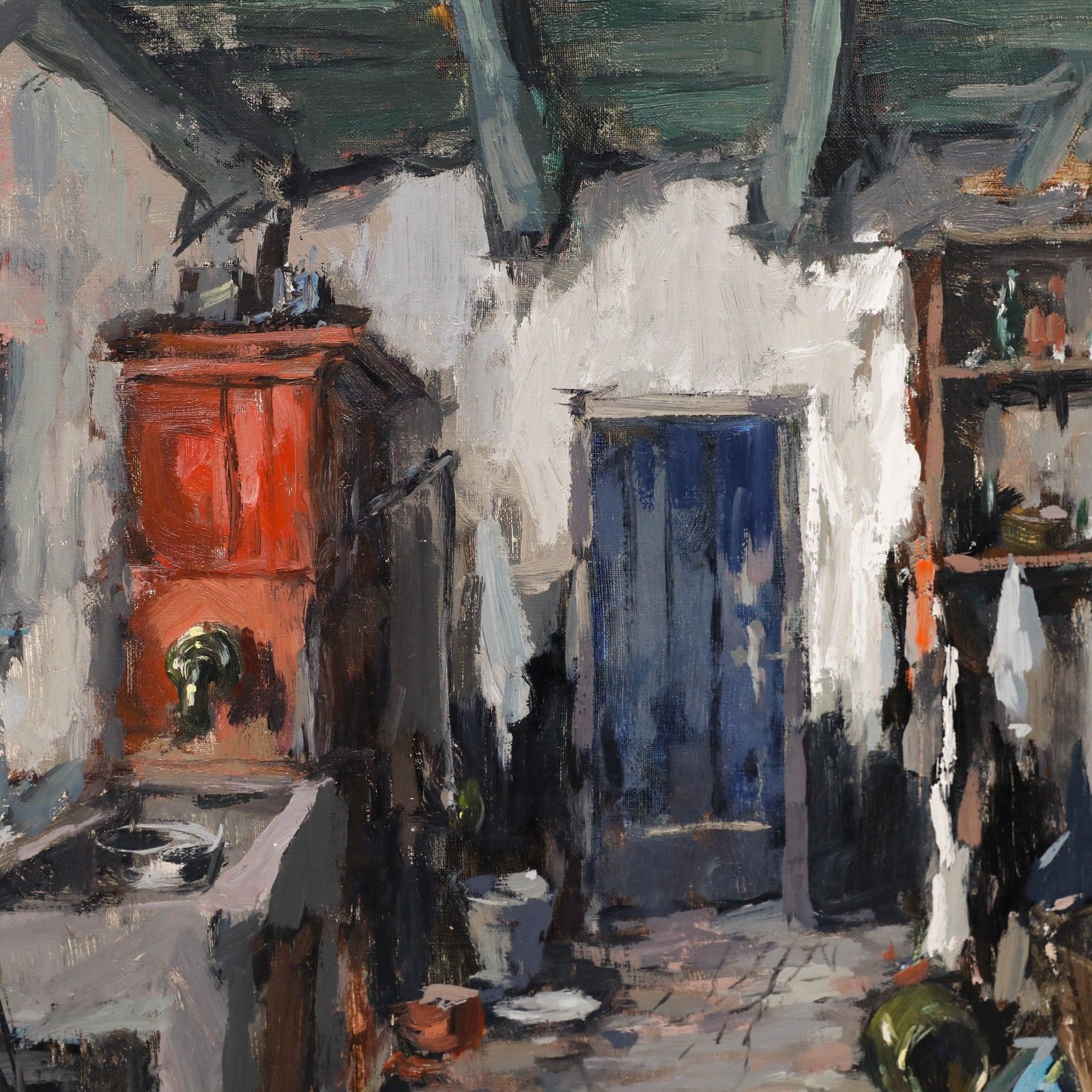 Theodorus Van Oorschot (1910 1989) Framed Oil, A Busy Kitchen Interior photo Art