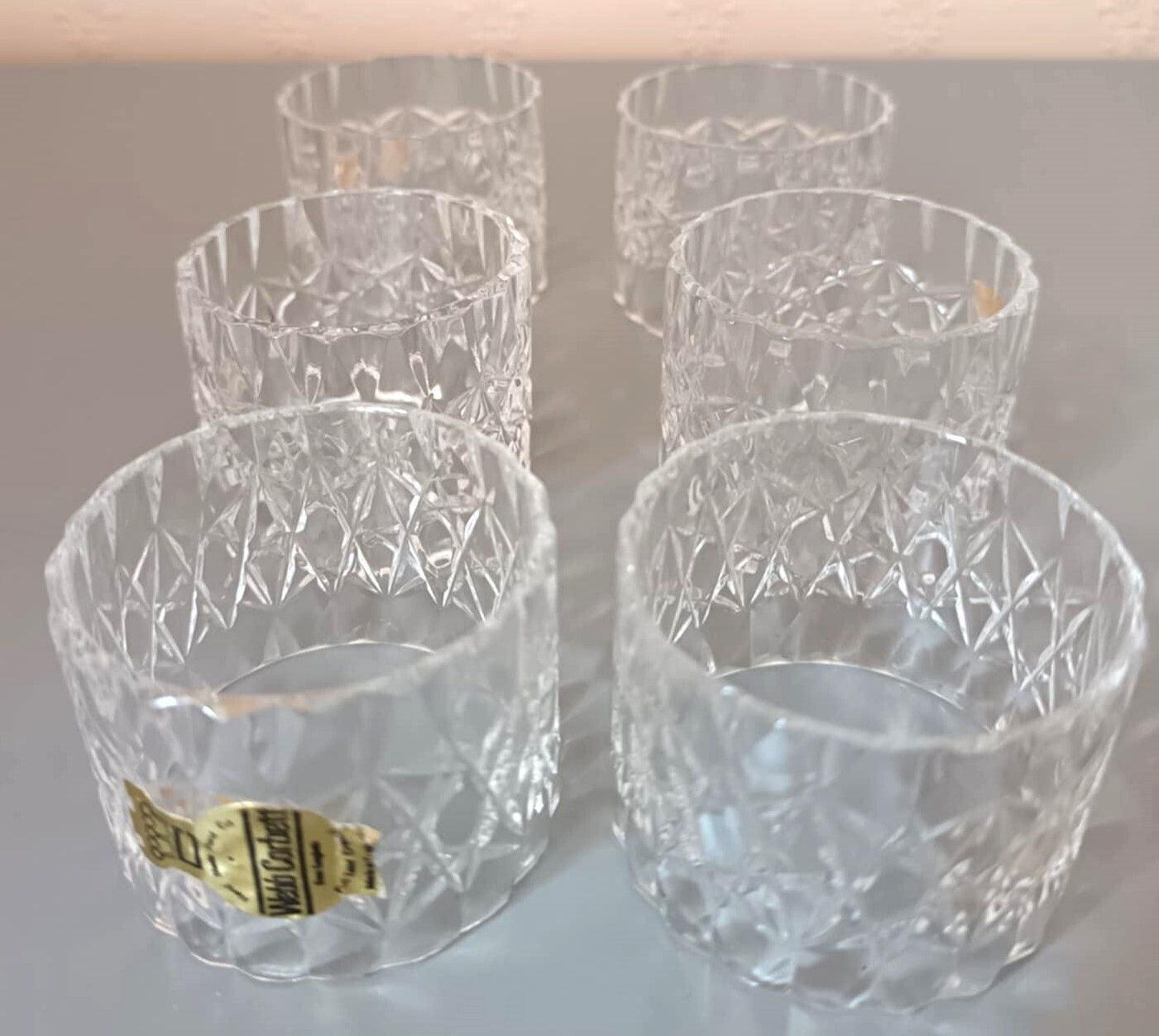 Set Of Six Webb Corbett Lead Crystal  Clear Cut Glass Serviette Rings. photo 120.0